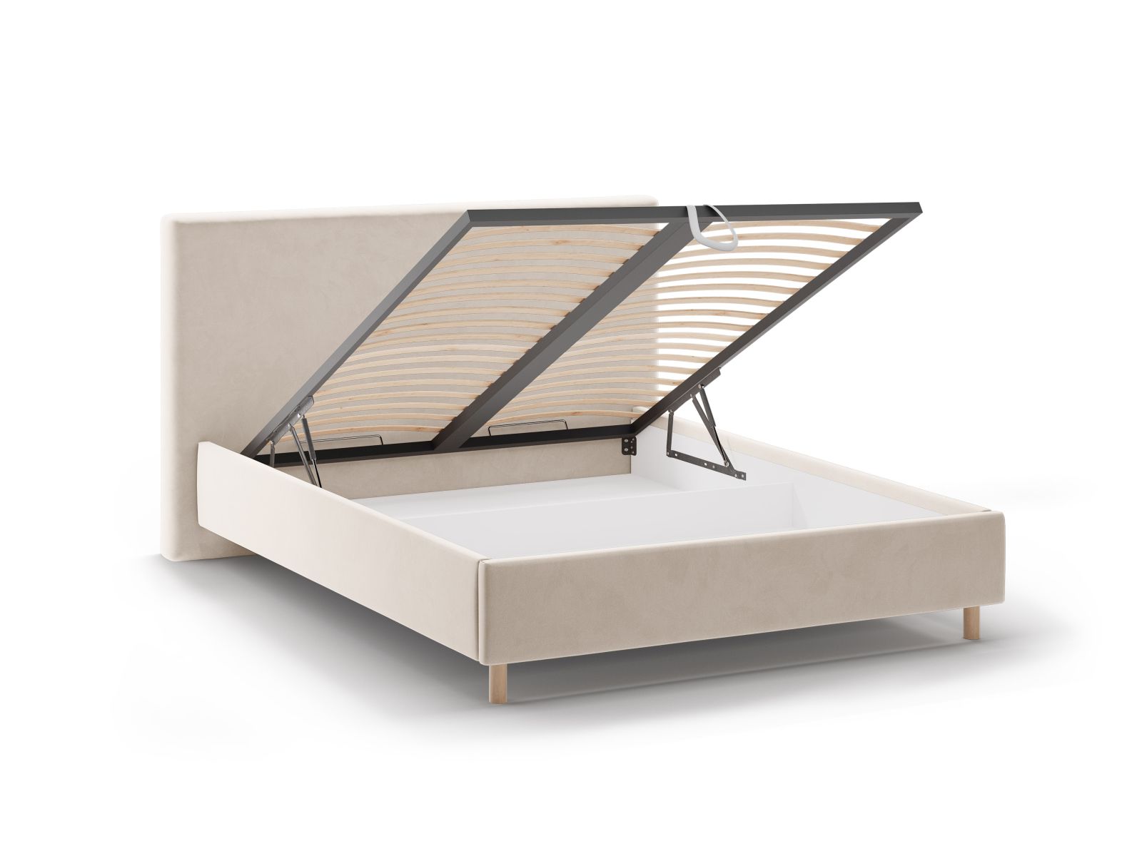 Velvet Storage Bed with Headboard, "Eloise", 170x220x110