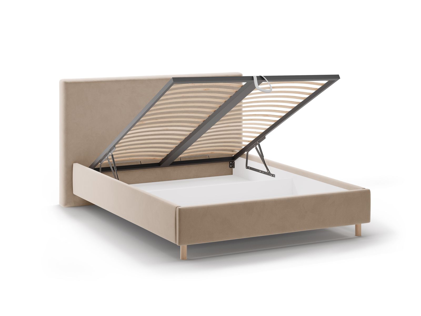 Velvet Storage Bed with Headboard, "Eloise", 170x220x110