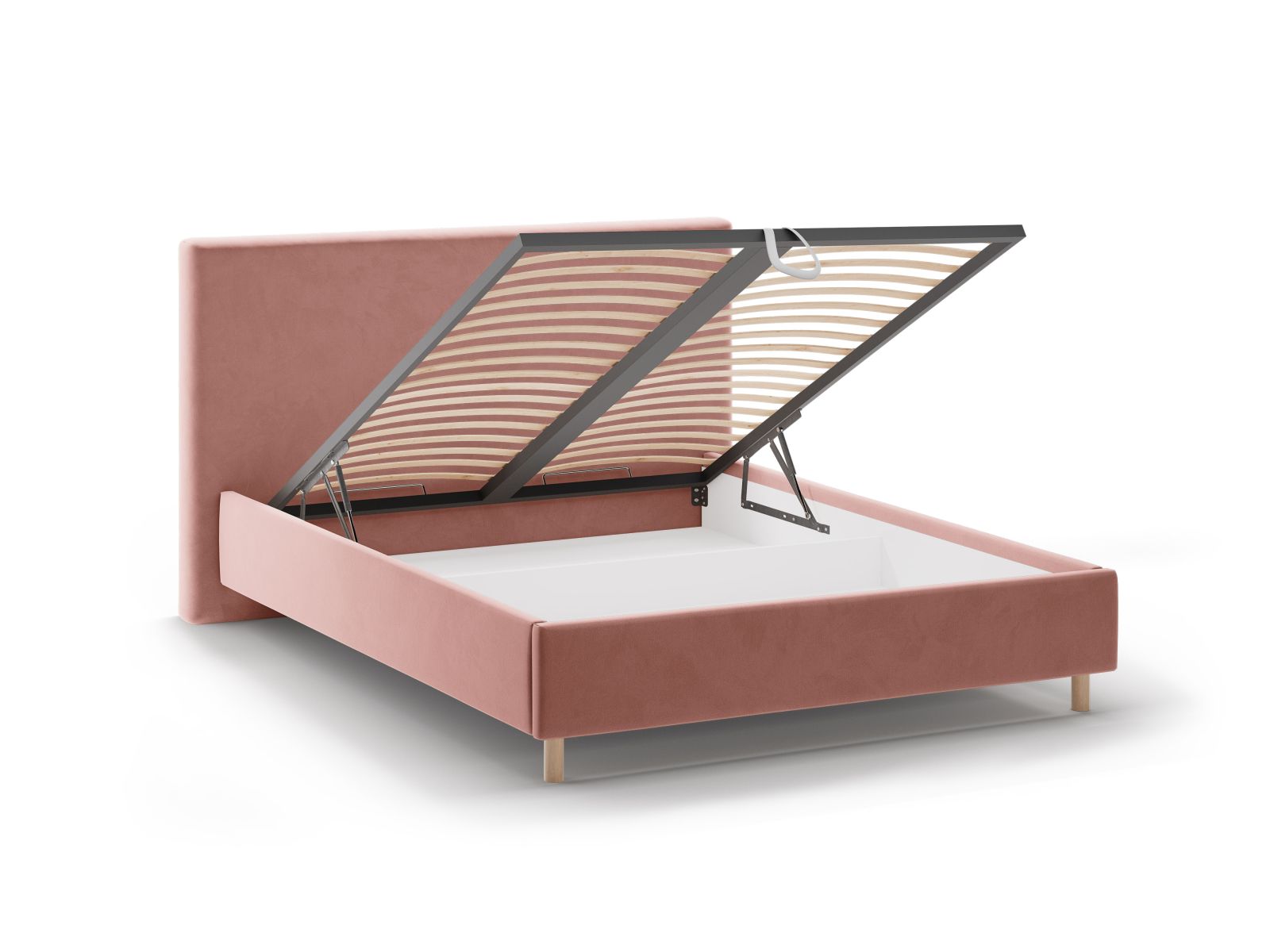 Velvet Storage Bed with Headboard, "Eloise", 170x220x110