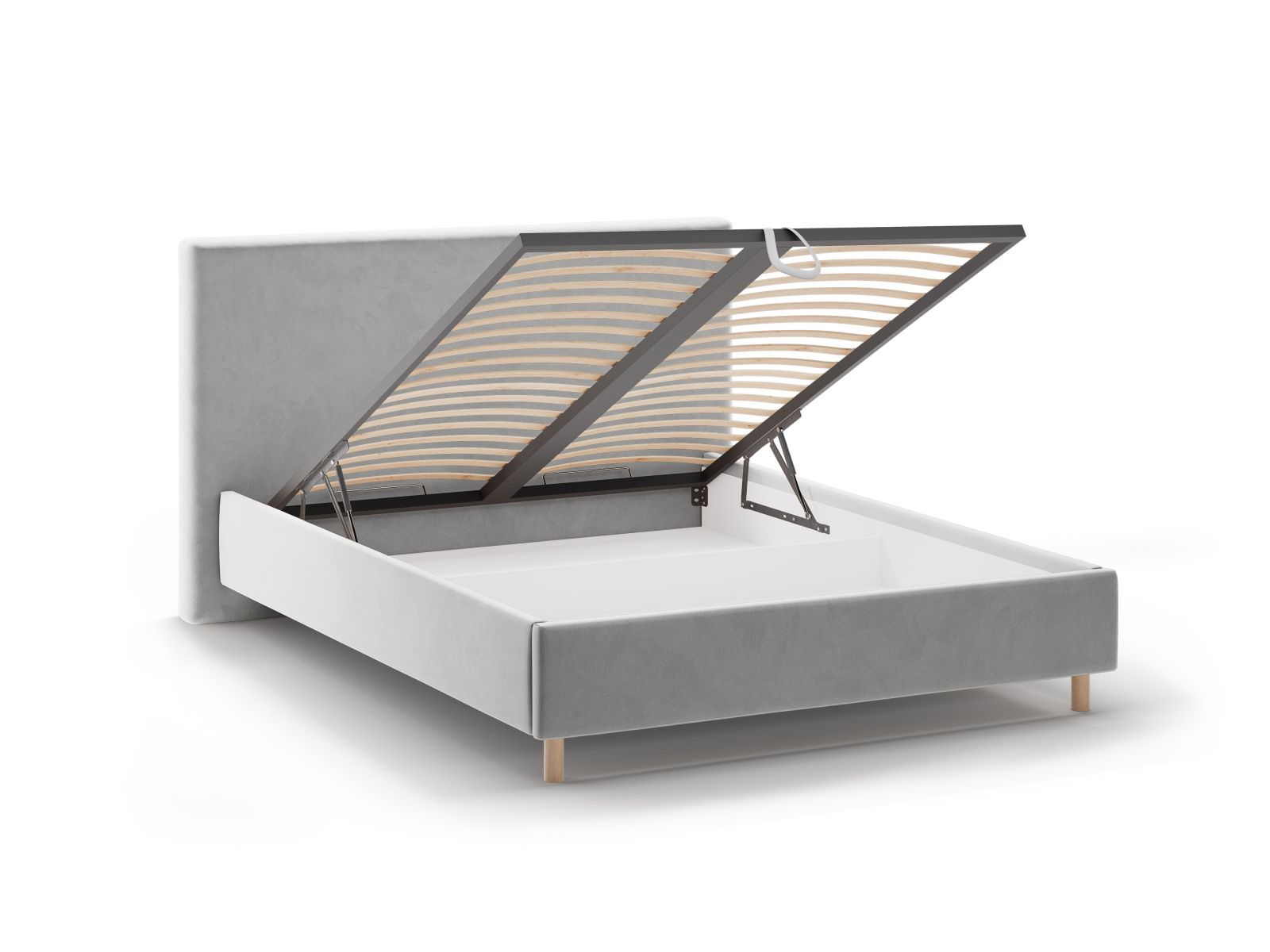 Velvet Storage Bed with Headboard, "Eloise", 170x220x110