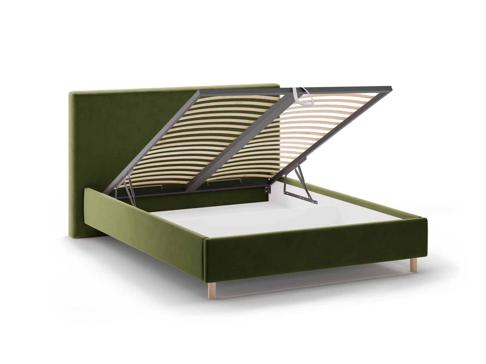 Velvet Storage Bed with Headboard, "Eloise", 170x220x110