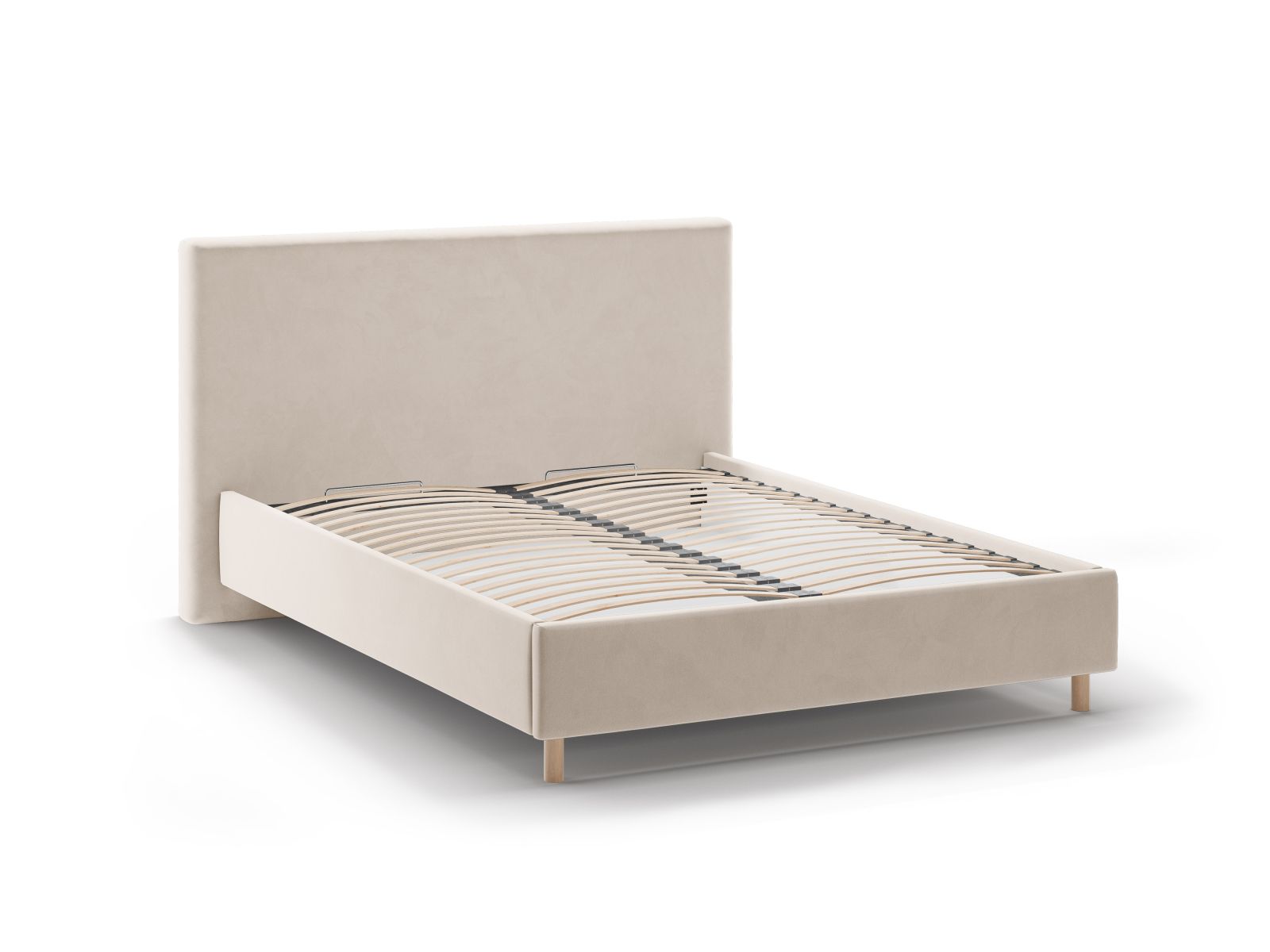Velvet Storage Bed with Headboard, "Eloise", 190x220x110