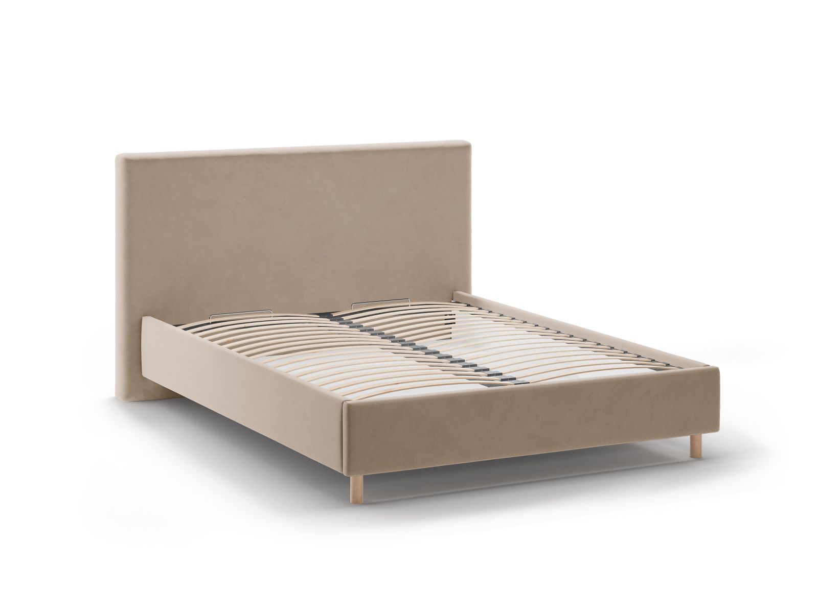 Velvet Storage Bed with Headboard, "Eloise", 190x220x110