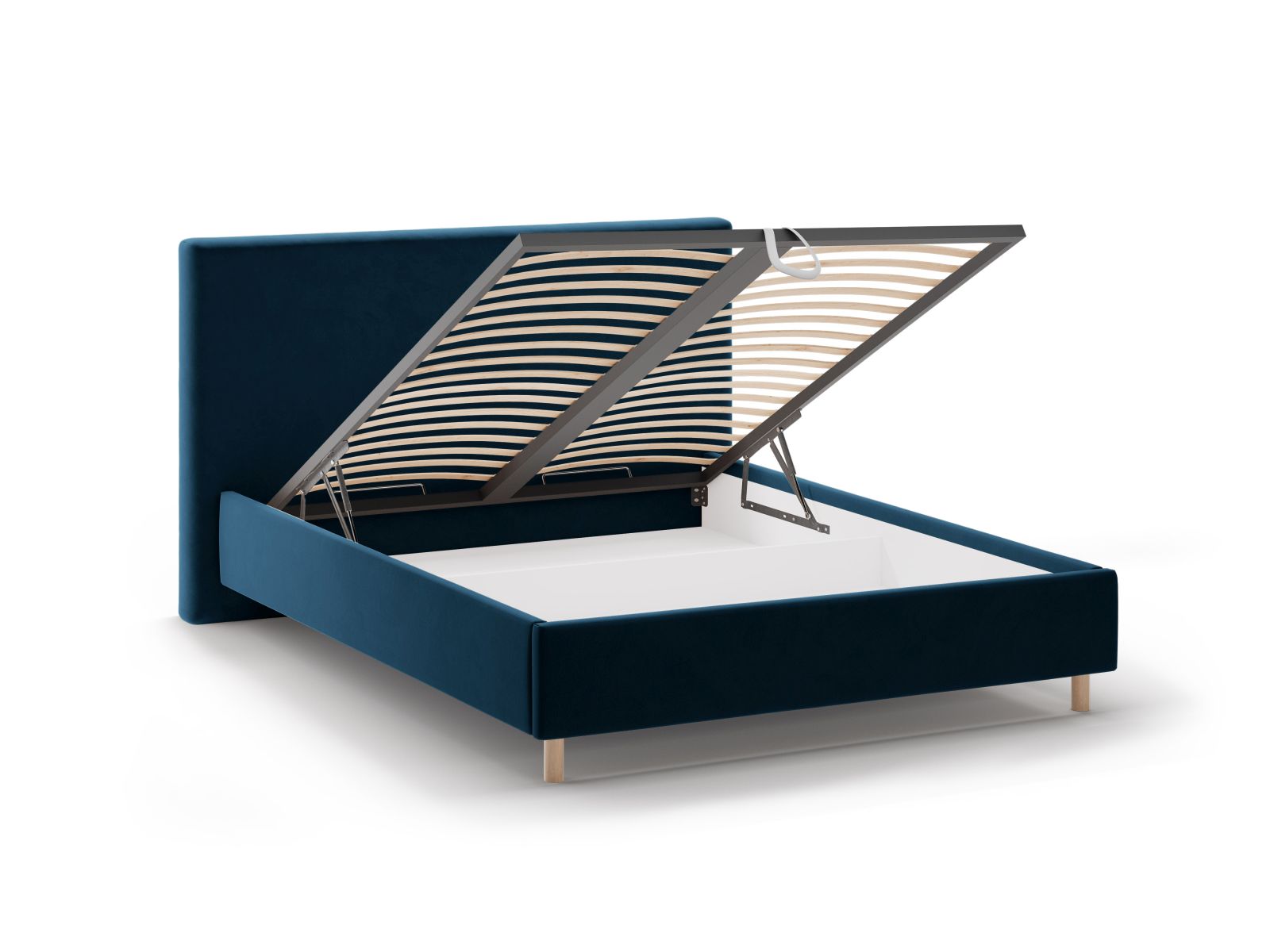 Velvet Storage Bed with Headboard, "Eloise", 190x220x110
