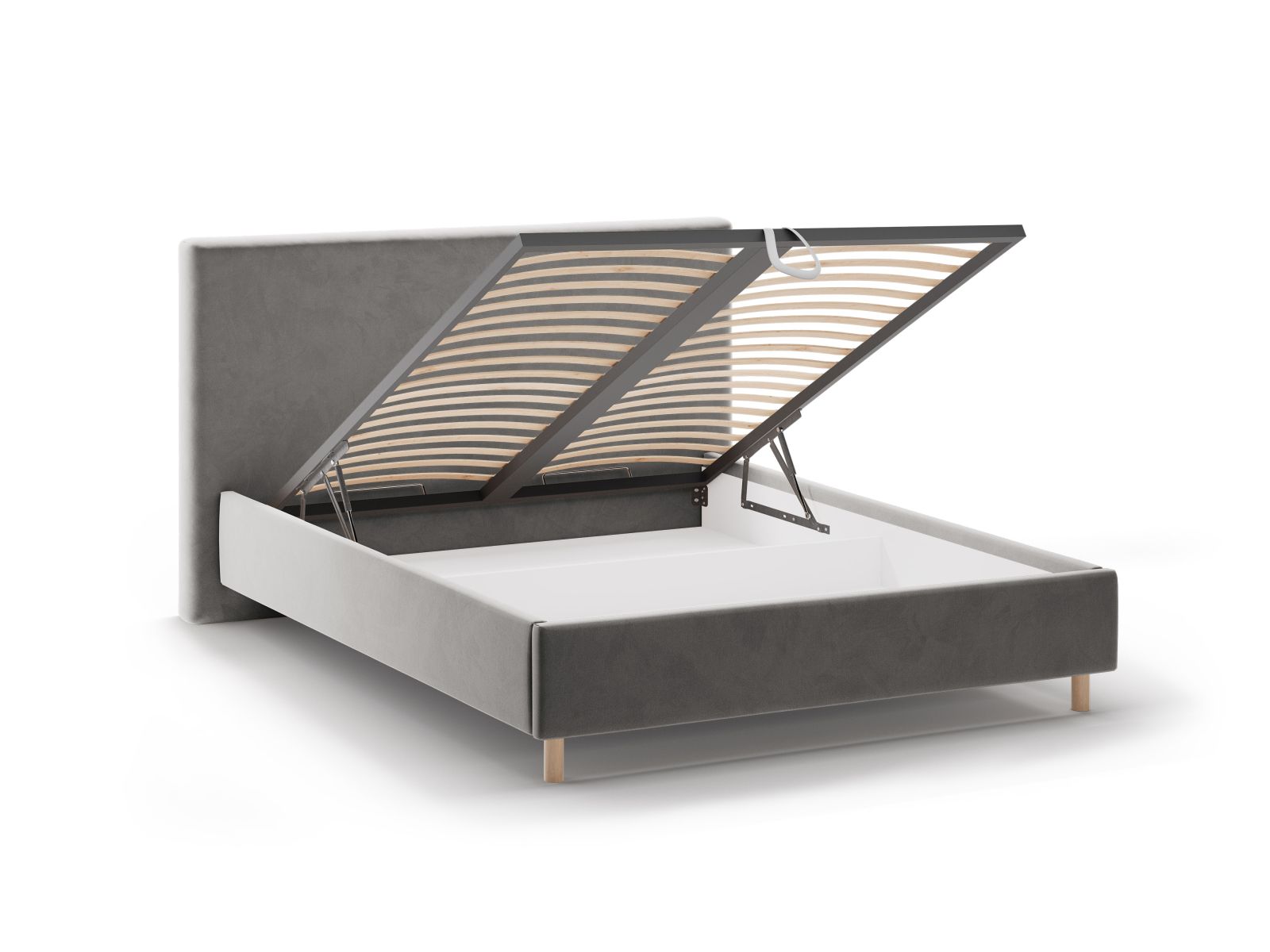 Velvet Storage Bed with Headboard, "Eloise", 210x220x110
