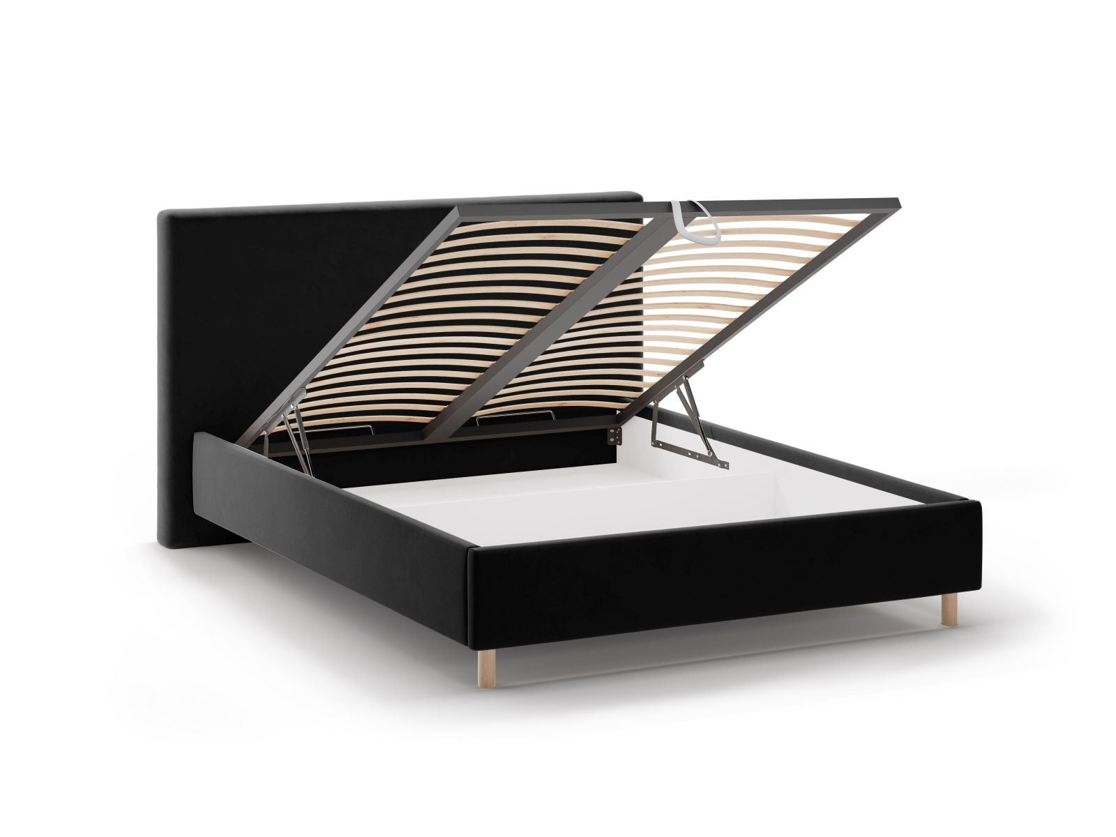 Velvet Storage Bed with Headboard, "Eloise", 210x220x110