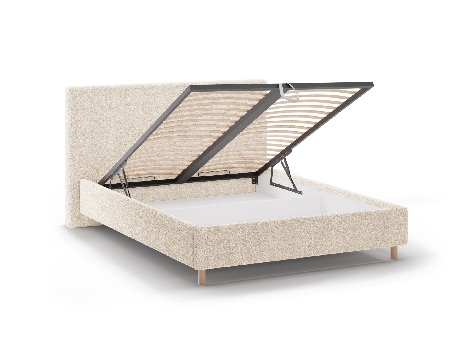 Boucle Storage Bed with Headboard, "Eloise", 170x220x110