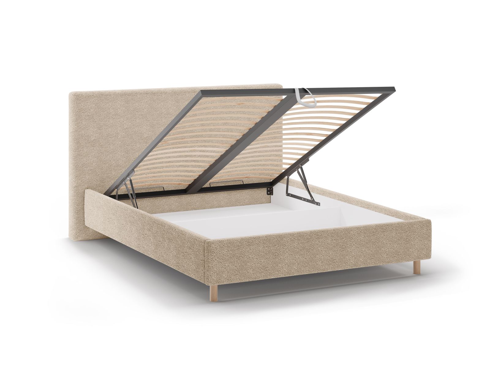Boucle Storage Bed with Headboard, "Eloise", 170x220x110
