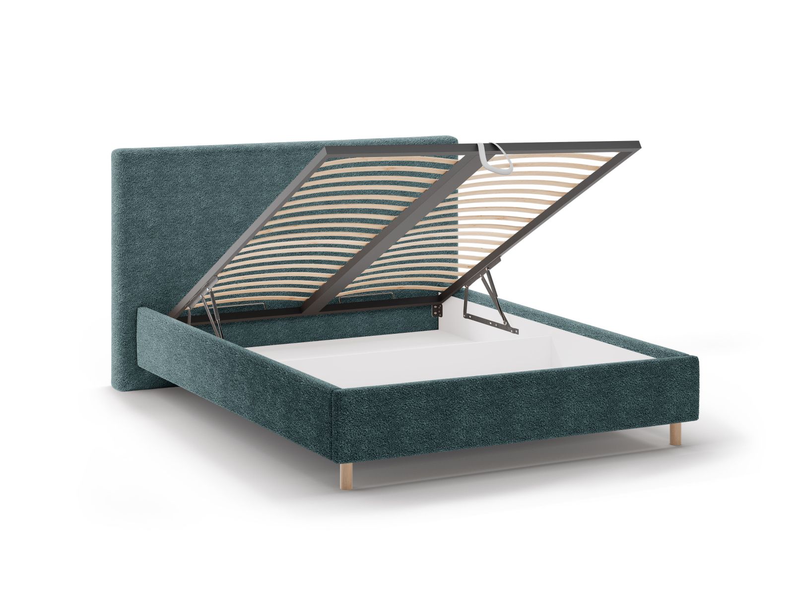 Boucle Storage Bed with Headboard, "Eloise", 170x220x110
