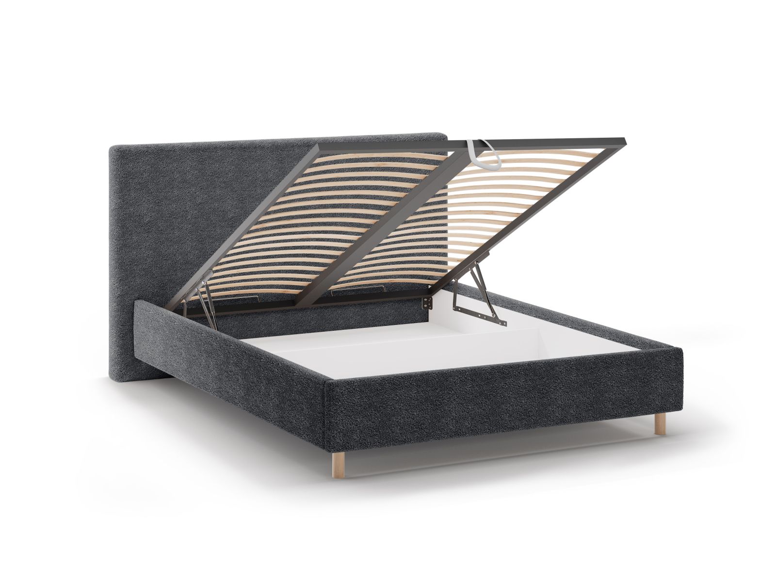 Boucle Storage Bed with Headboard, "Eloise", 170x220x110