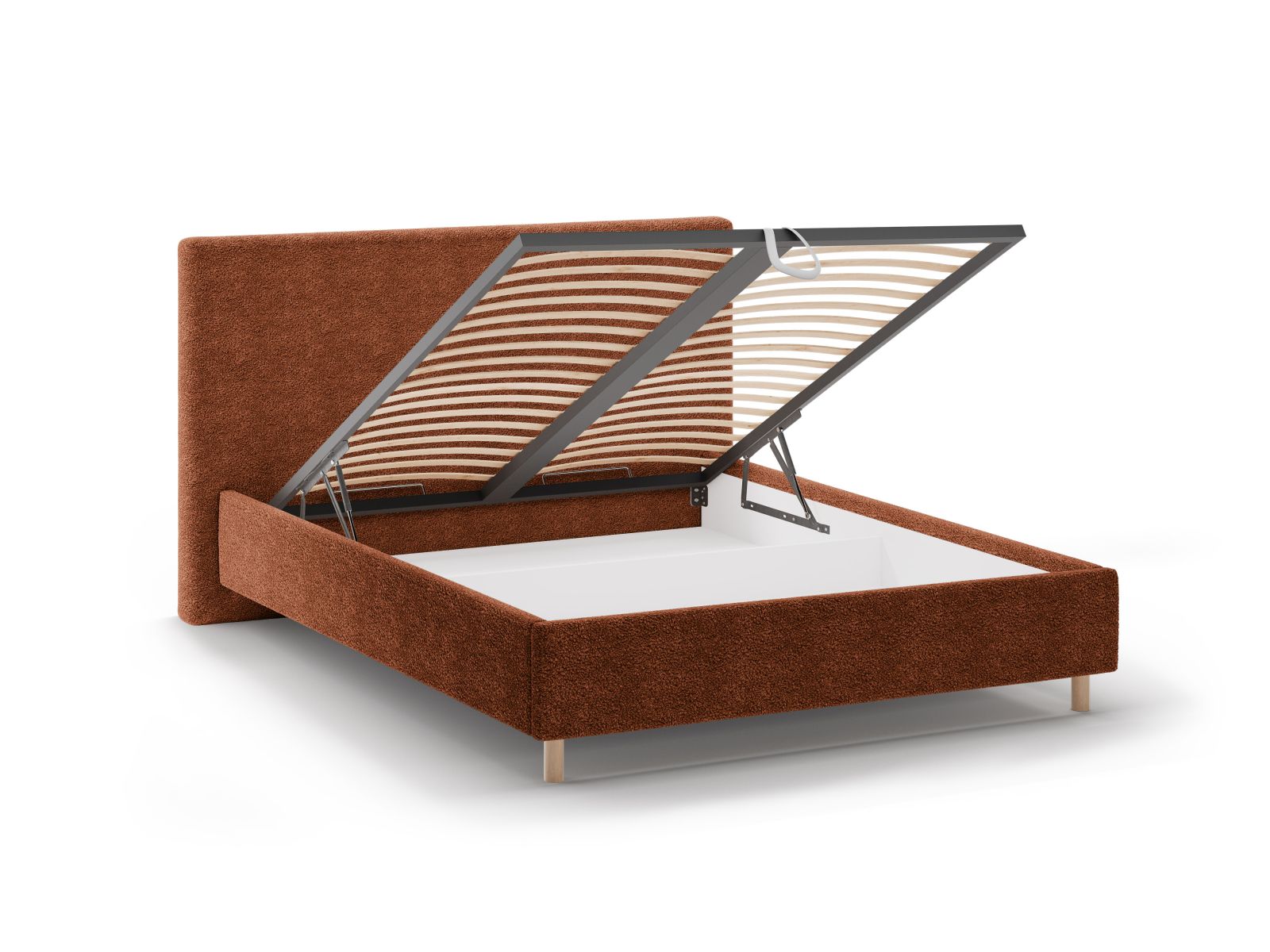 Boucle Storage Bed with Headboard, "Eloise", 170x220x110