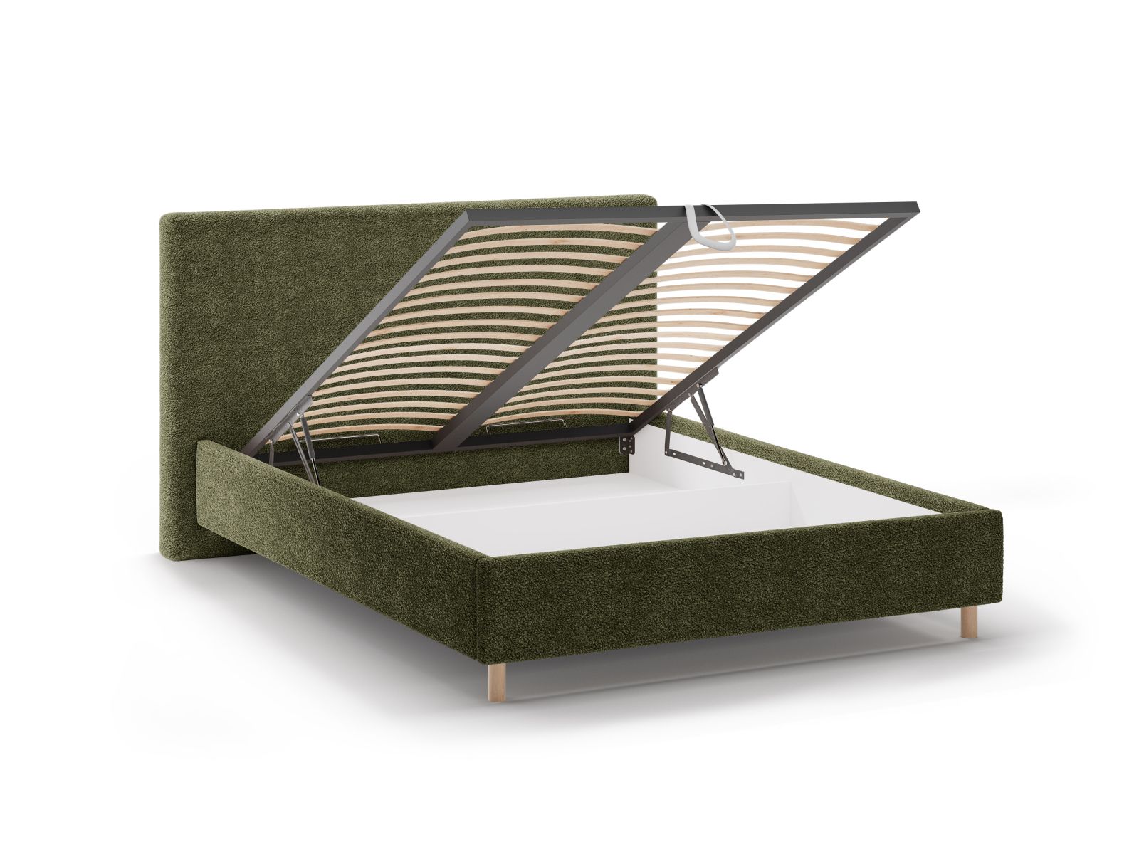 Boucle Storage Bed with Headboard, "Eloise", 190x220x110