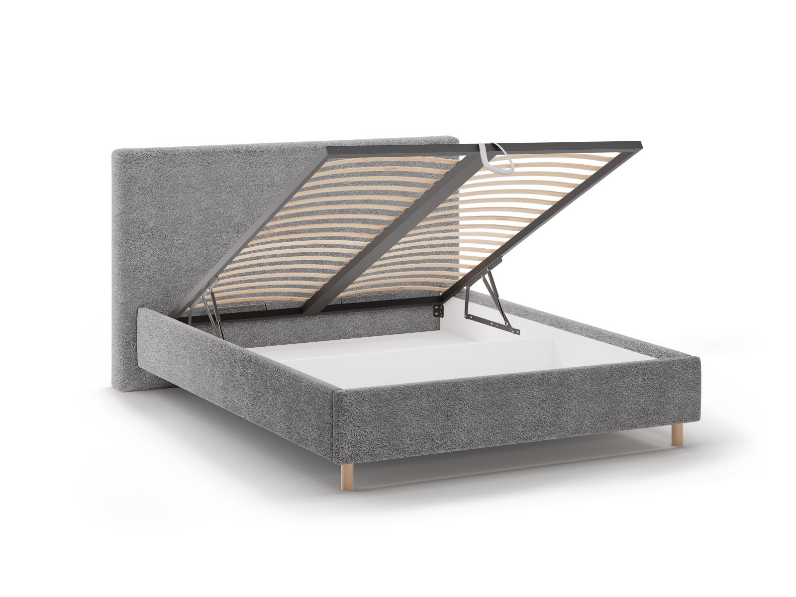 Boucle Storage Bed with Headboard, "Eloise", 190x220x110