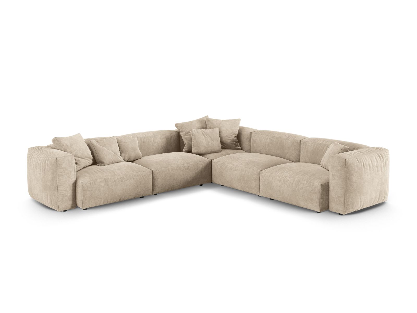 Velvet Symmetrical Modular Corner Sofa XL, "Martina", 5 Seats, 330x330x75