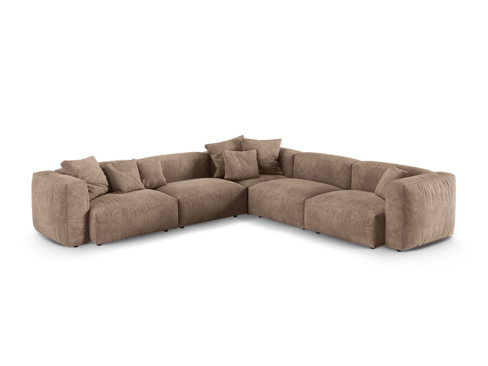 Velvet Symmetrical Modular Corner Sofa XL, "Martina", 5 Seats, 330x330x75