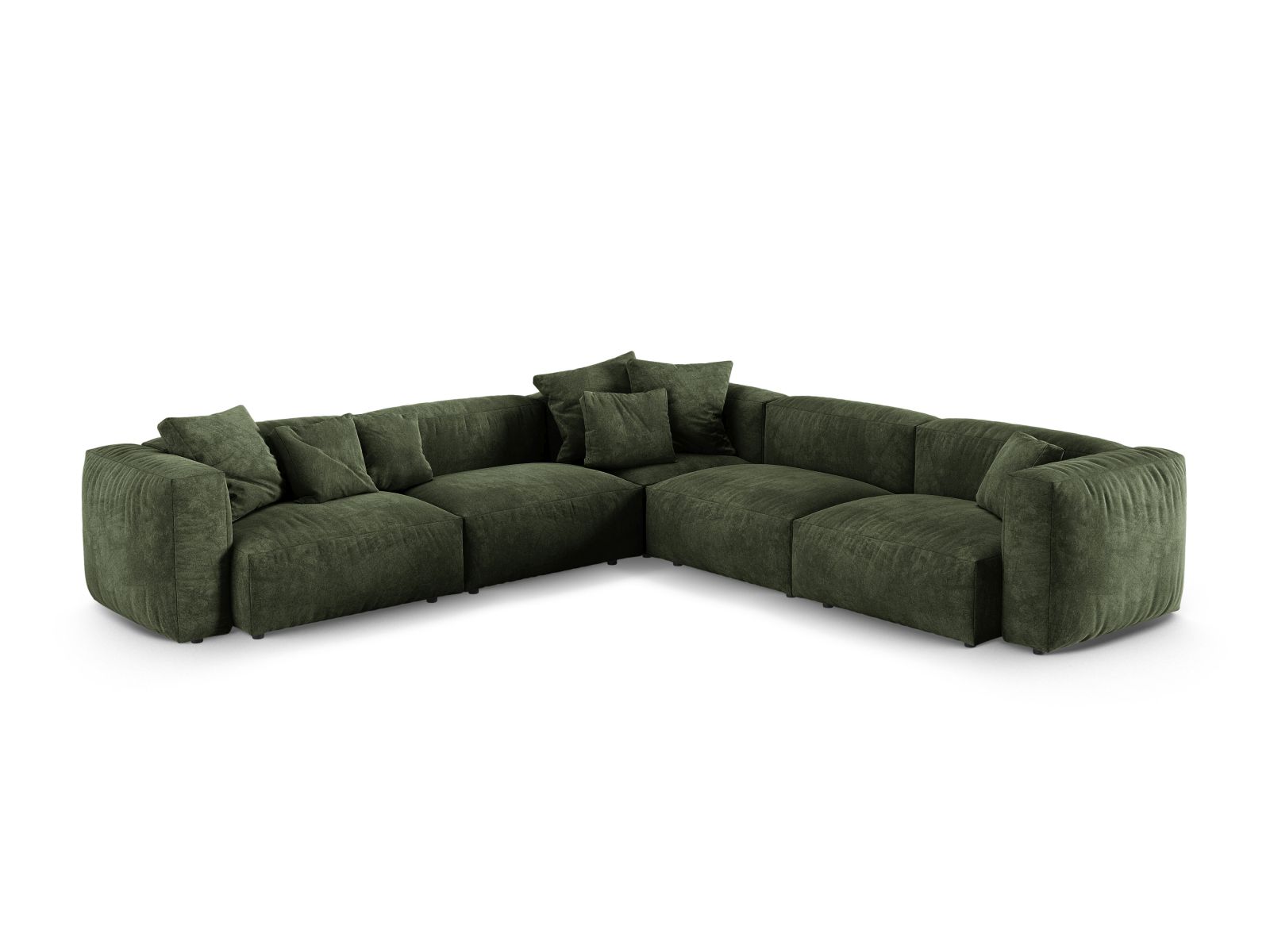 Velvet Symmetrical Modular Corner Sofa XL, "Martina", 5 Seats, 330x330x75