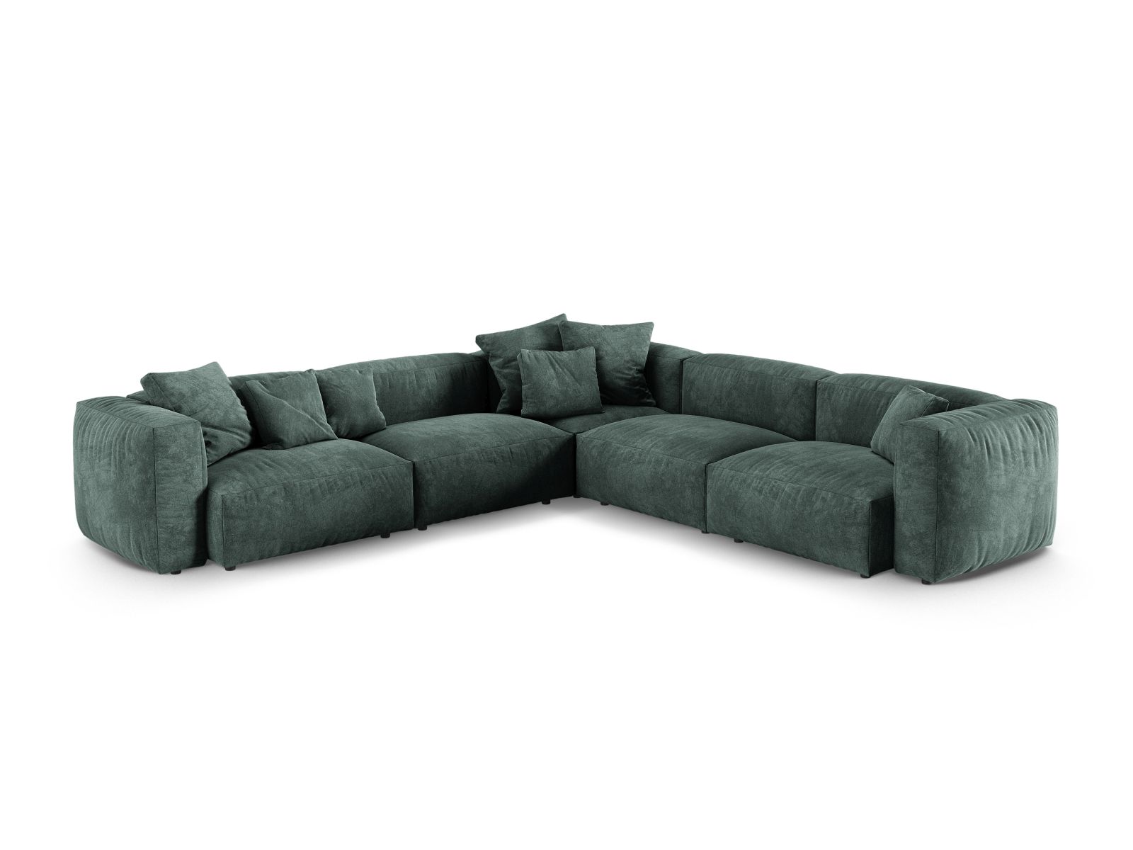 Velvet Symmetrical Modular Corner Sofa XL, "Martina", 5 Seats, 330x330x75