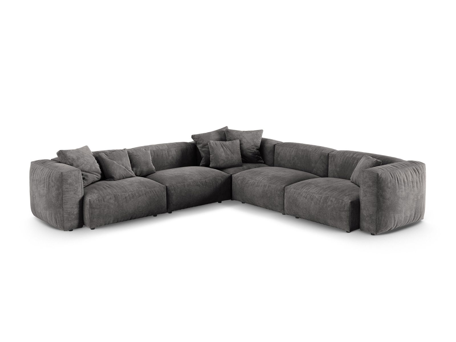 Velvet Symmetrical Modular Corner Sofa XL, "Martina", 5 Seats, 330x330x75
