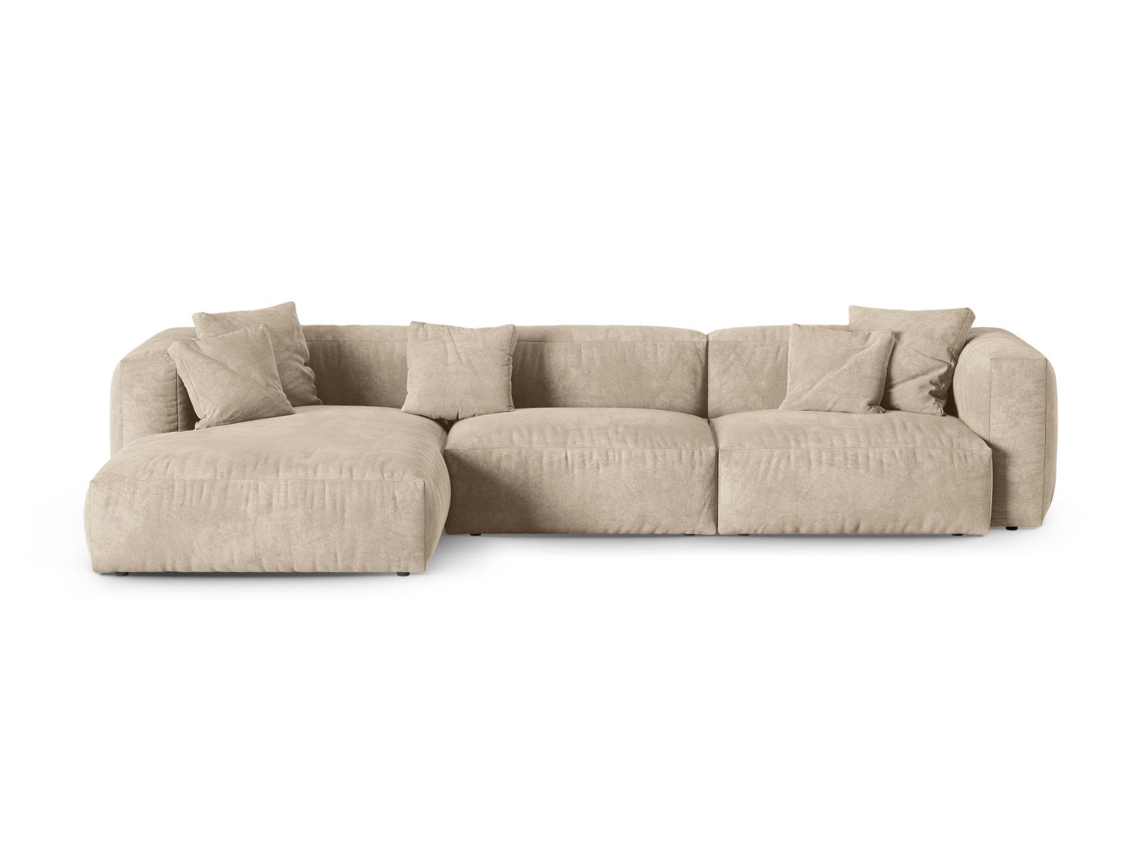 Velvet Modular Left Corner Sofa XL, "Martina", 3 Seats, 330x176x75
