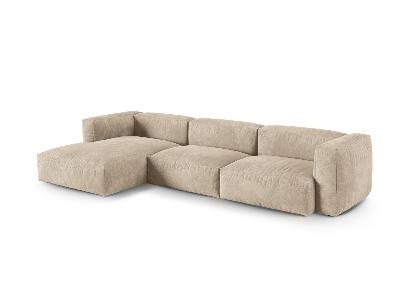 Velvet Modular Left Corner Sofa XL, "Martina", 3 Seats, 330x176x75