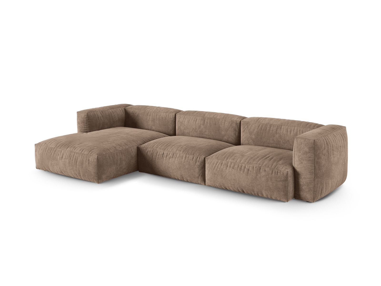 Velvet Modular Left Corner Sofa XL, "Martina", 3 Seats, 330x176x75