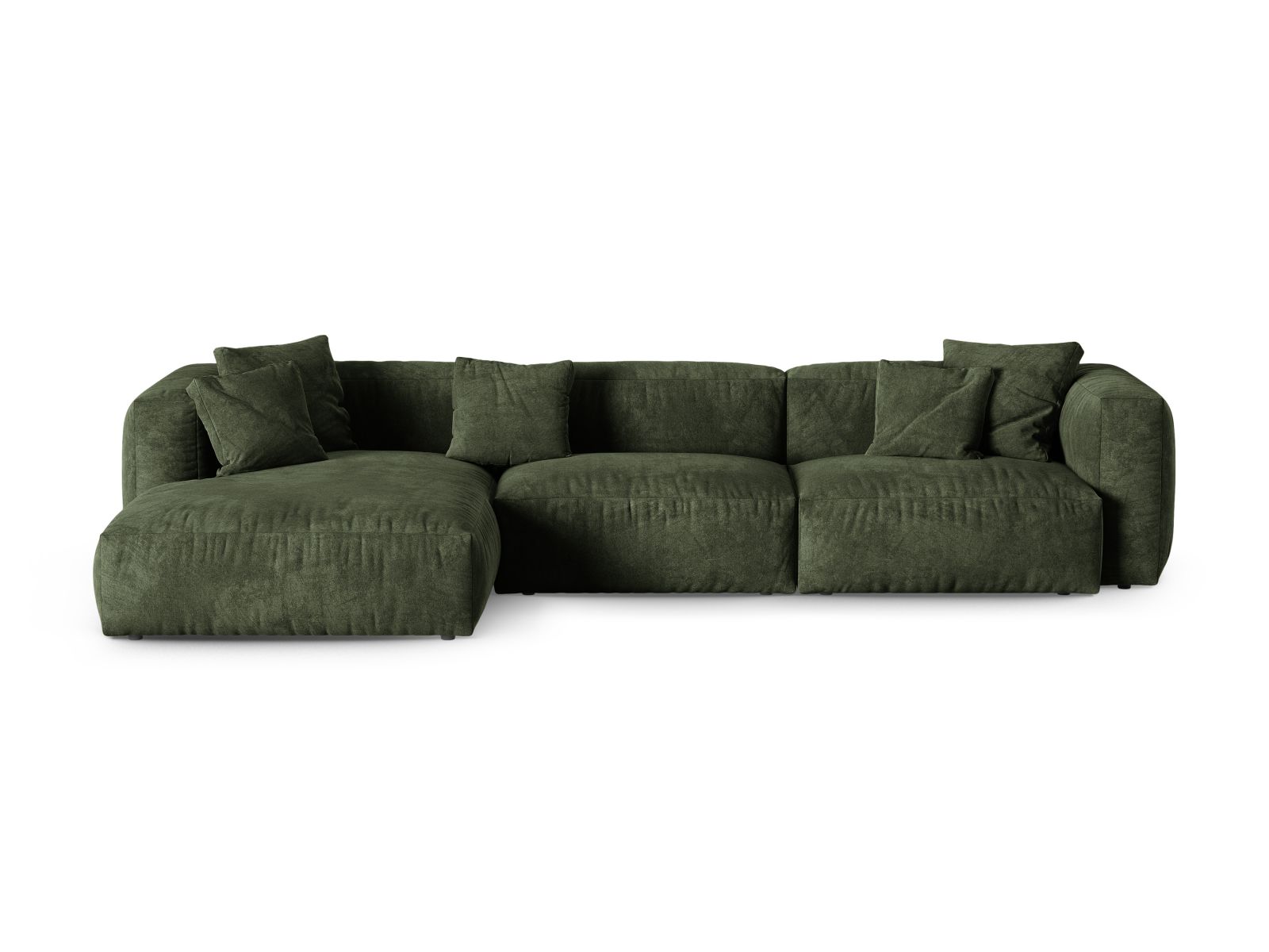 Velvet Modular Left Corner Sofa XL, "Martina", 3 Seats, 330x176x75
