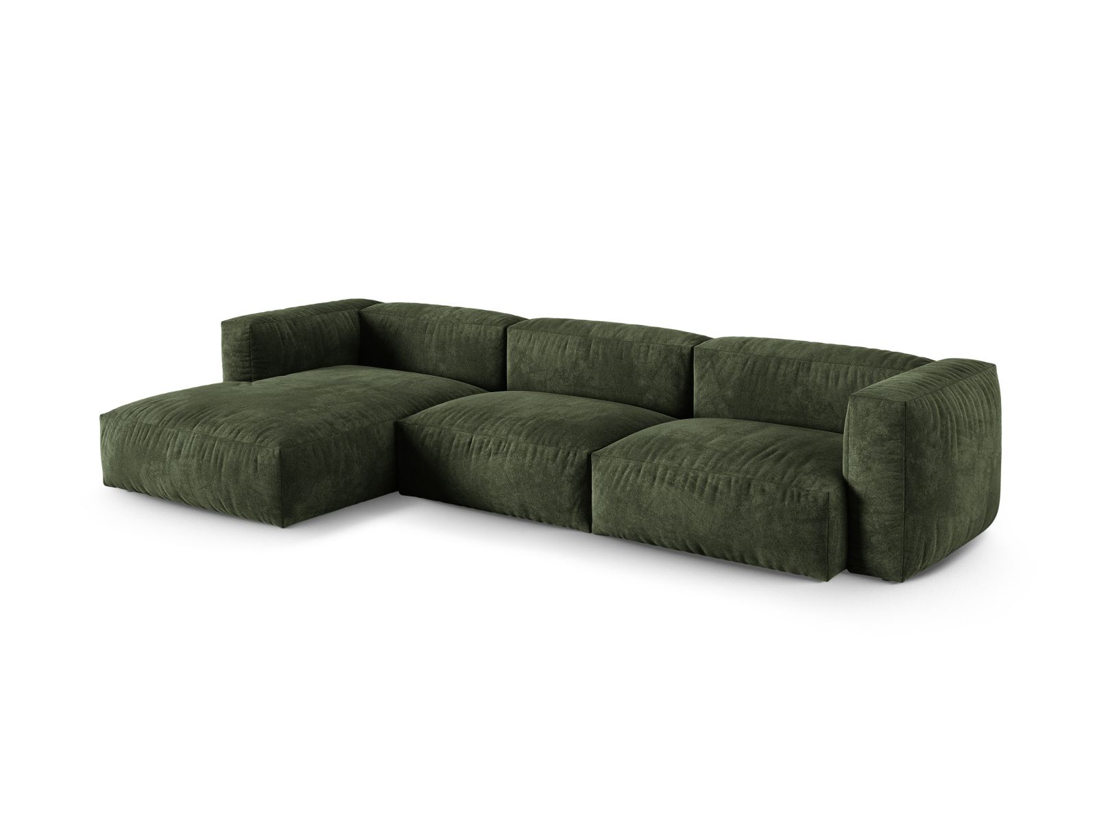Velvet Modular Left Corner Sofa XL, "Martina", 3 Seats, 330x176x75