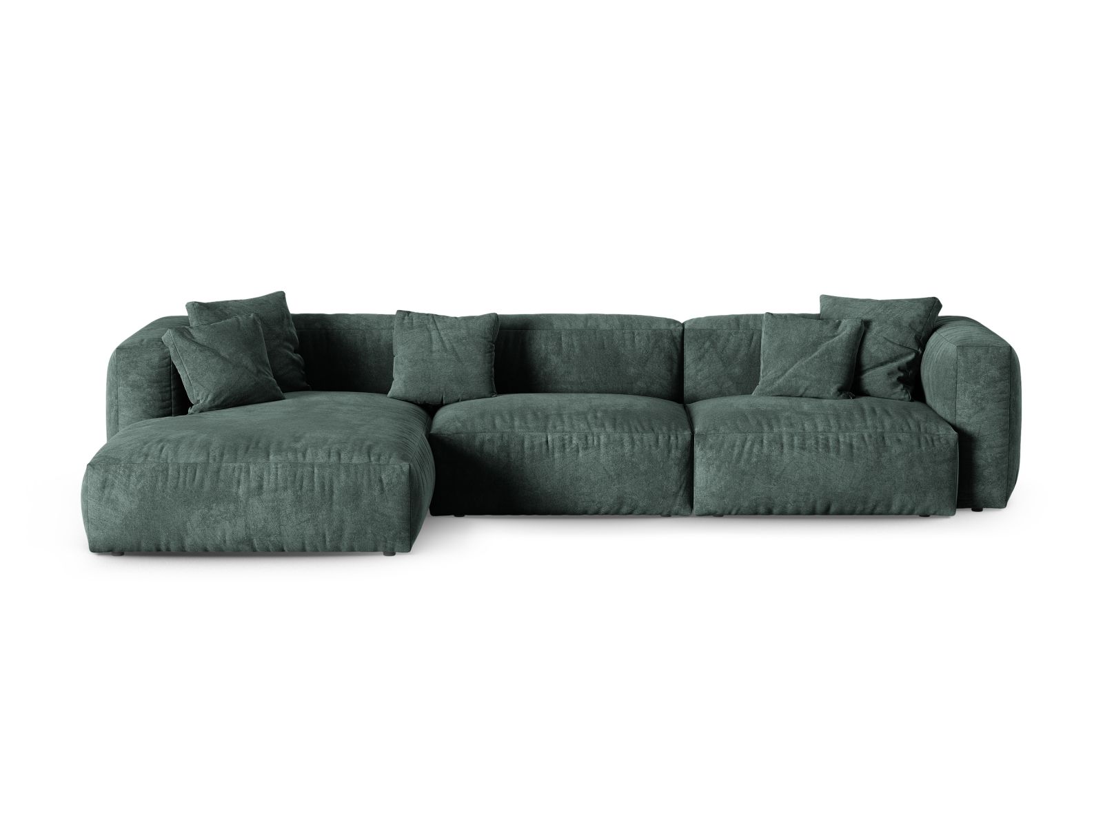 Velvet Modular Left Corner Sofa XL, "Martina", 3 Seats, 330x176x75