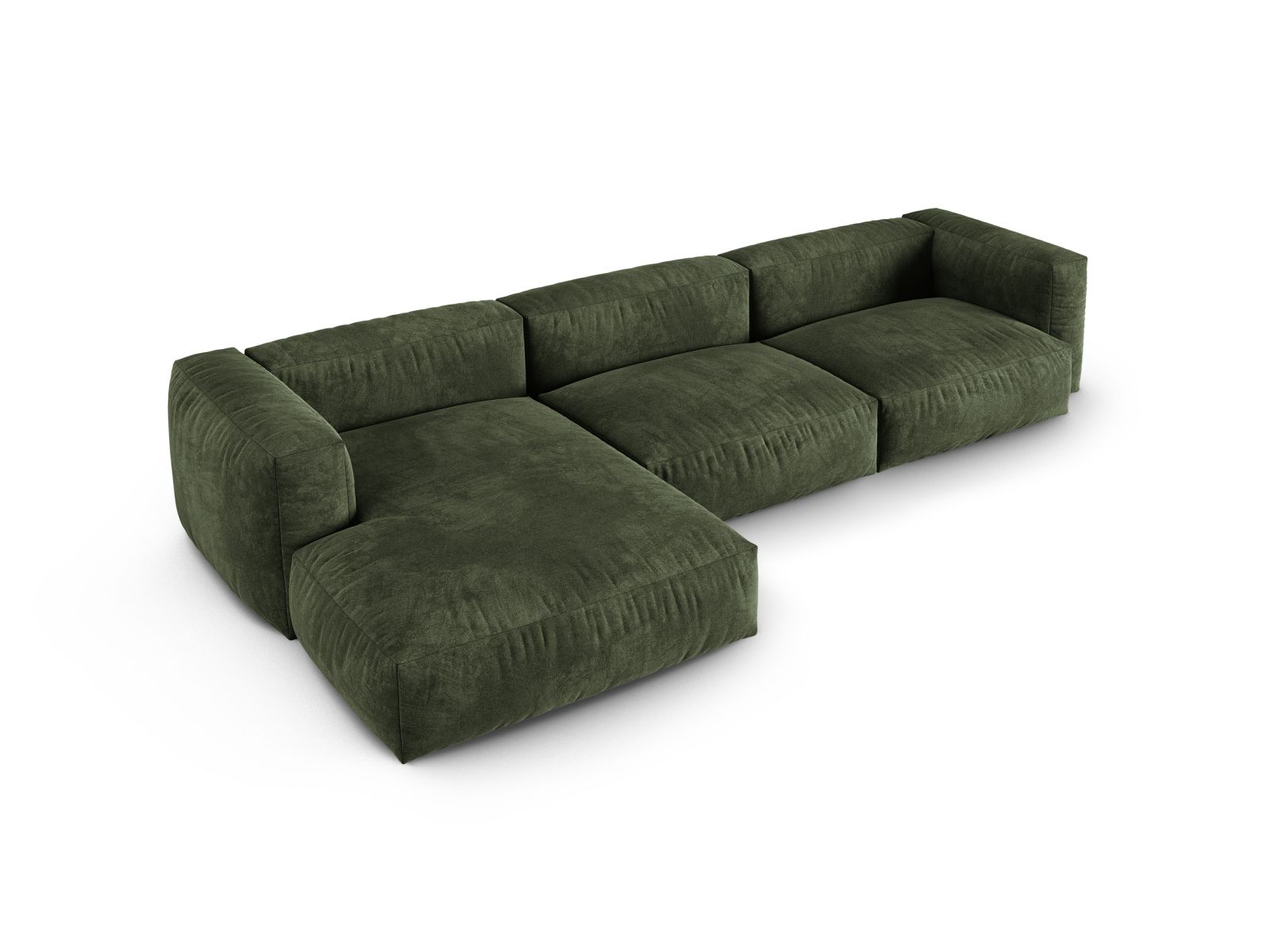 Velvet Modular Left Corner Sofa XL, "Martina", 3 Seats, 330x176x75