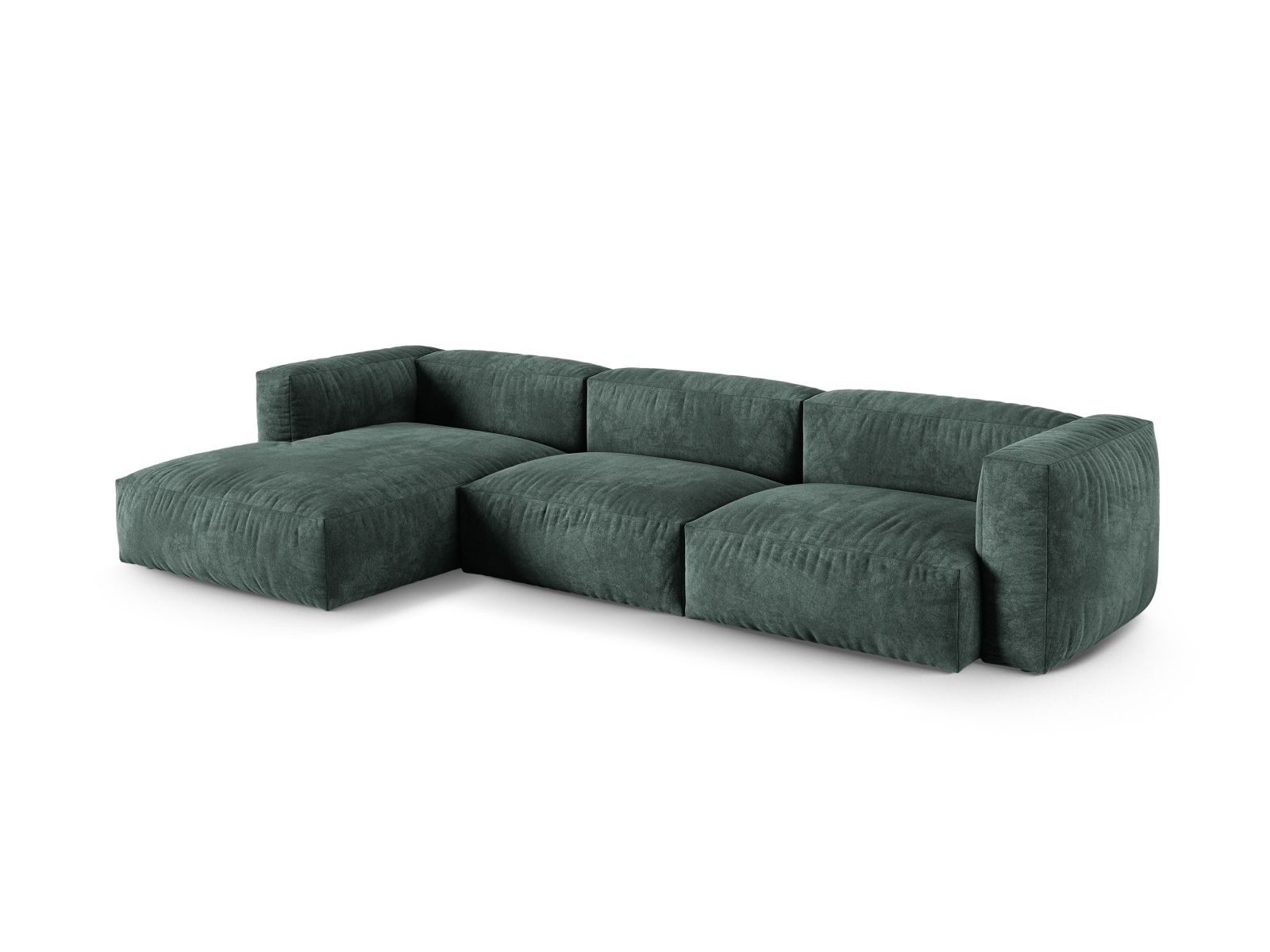 Velvet Modular Left Corner Sofa XL, "Martina", 3 Seats, 330x176x75