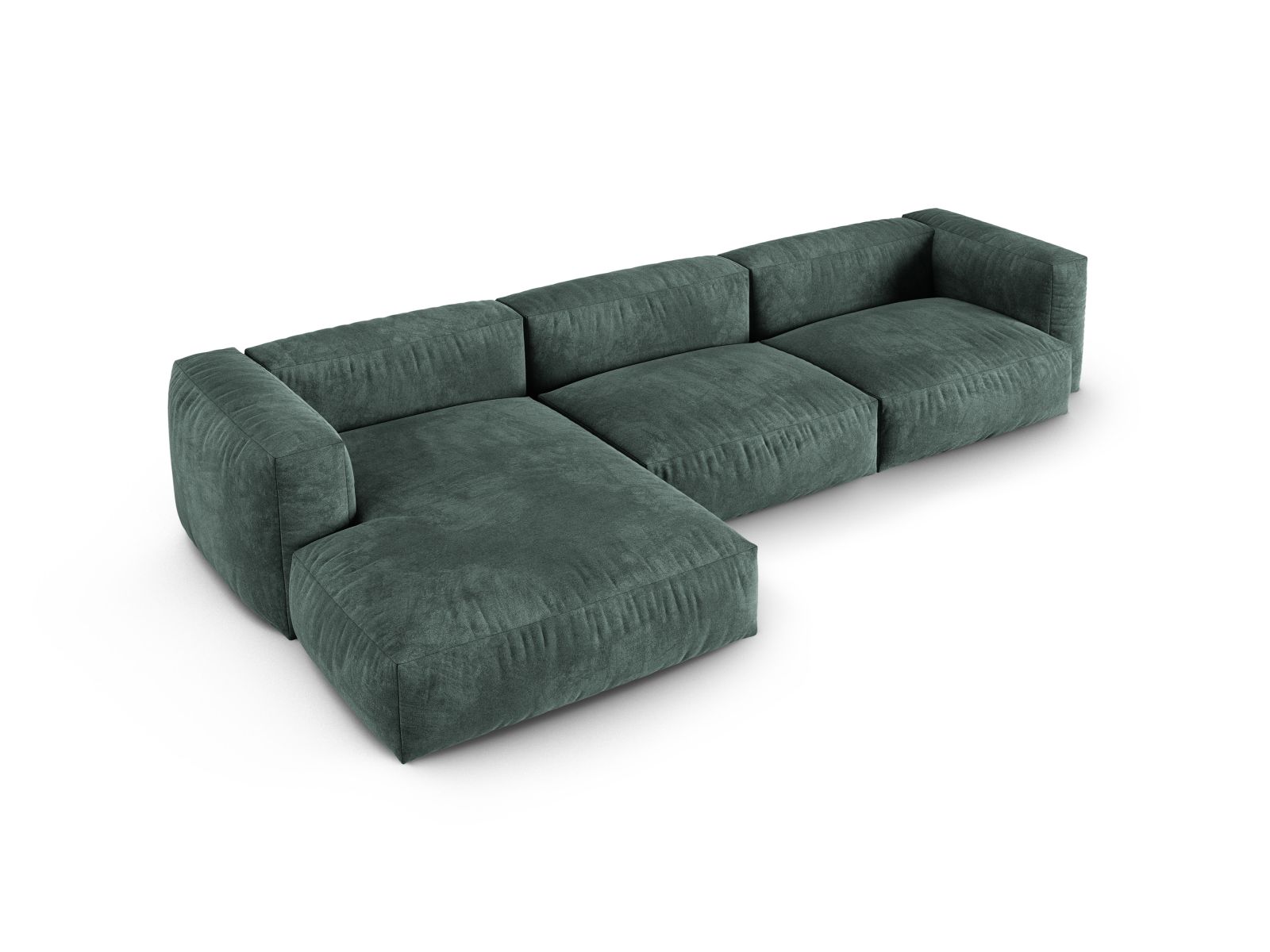 Velvet Modular Left Corner Sofa XL, "Martina", 3 Seats, 330x176x75