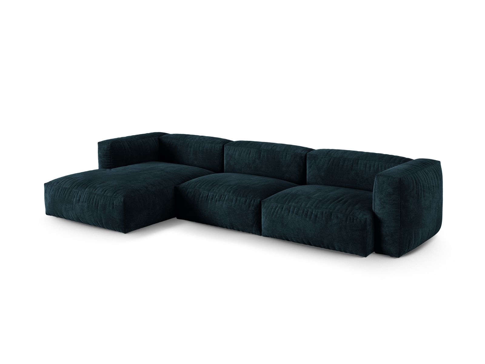 Velvet Modular Left Corner Sofa XL, "Martina", 3 Seats, 330x176x75