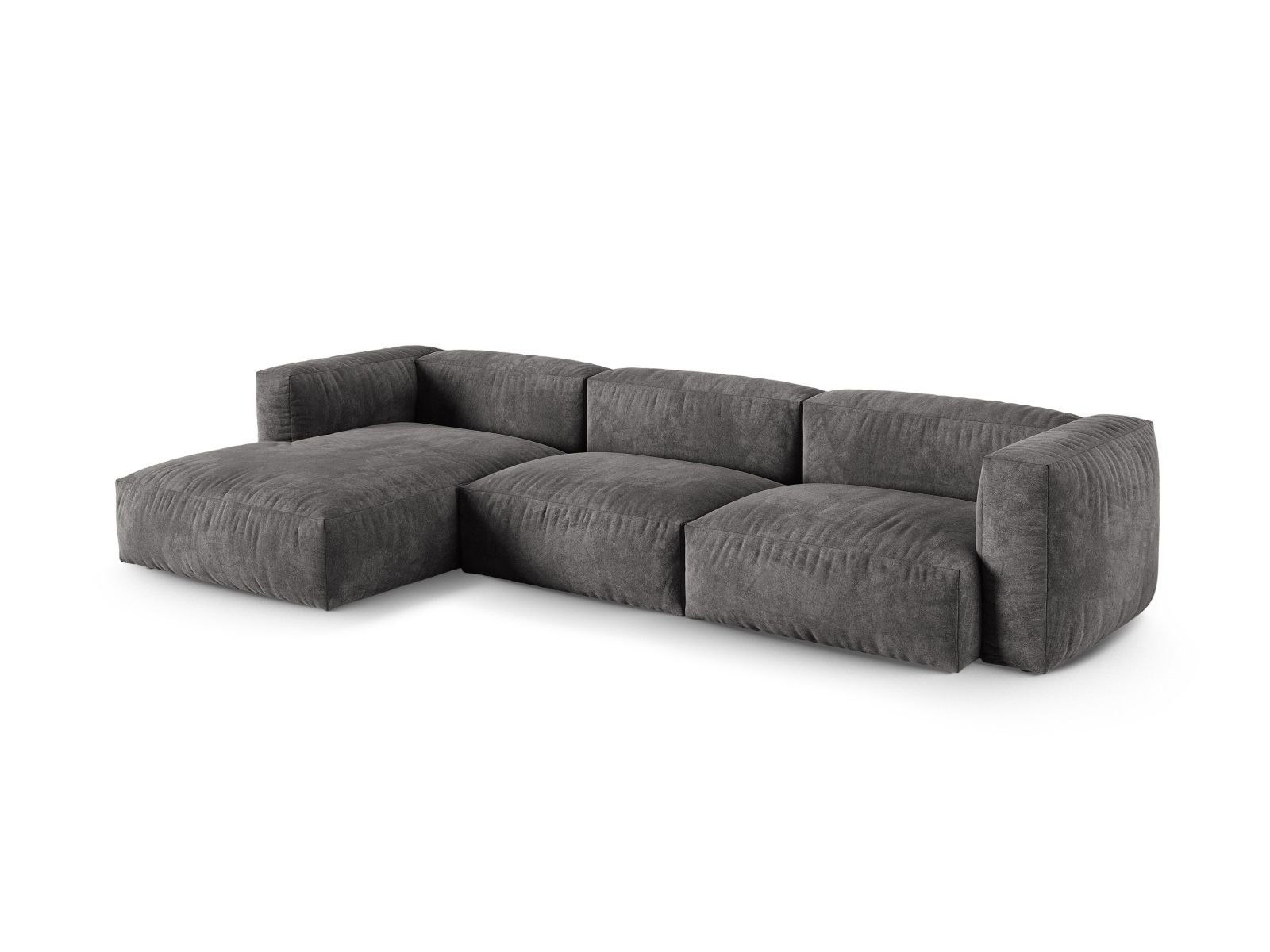 Velvet Modular Left Corner Sofa XL, "Martina", 3 Seats, 330x176x75