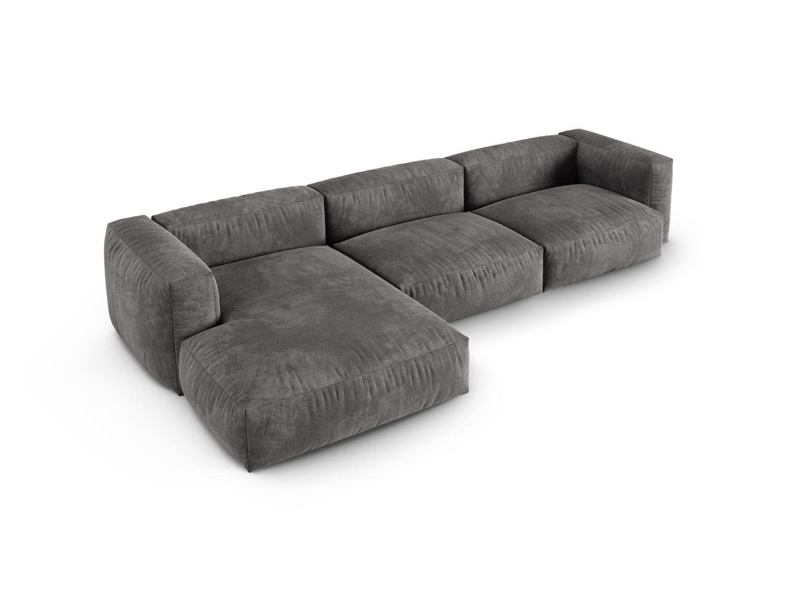 Velvet Modular Left Corner Sofa XL, "Martina", 3 Seats, 330x176x75