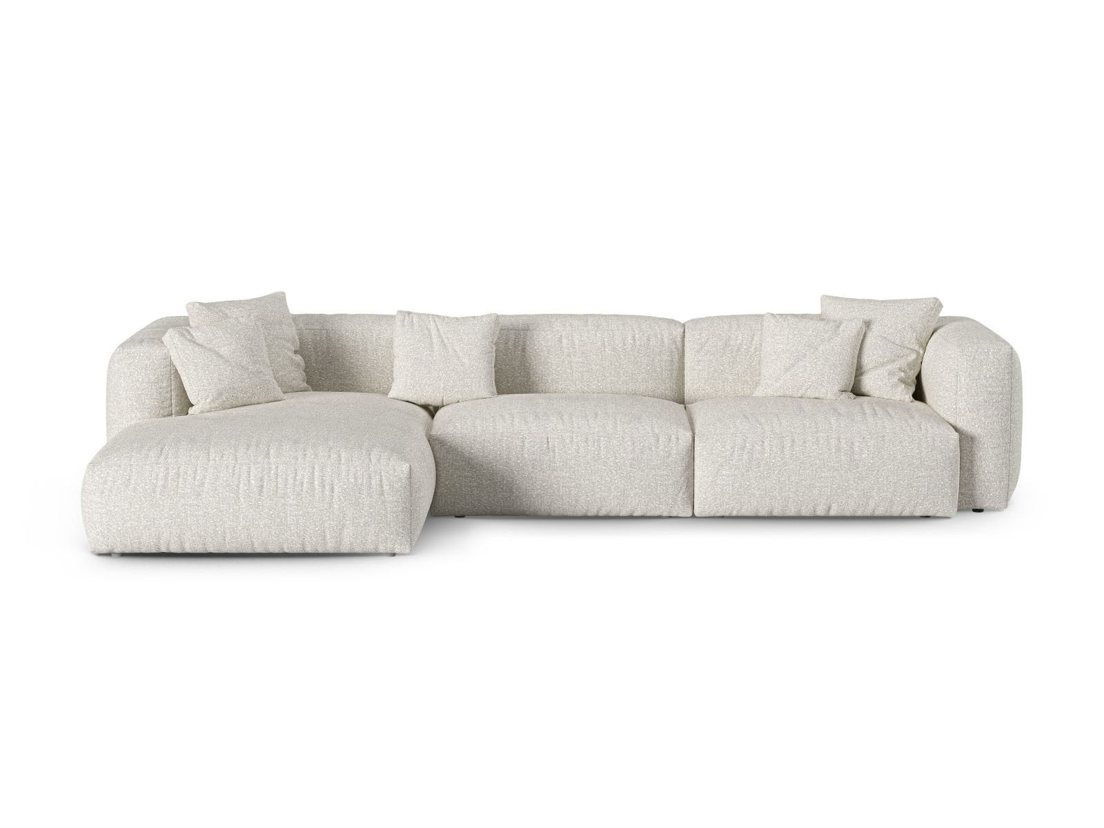 Boucle Modular Left Corner Sofa XL, "Martina", 3 Seats, 330x176x75