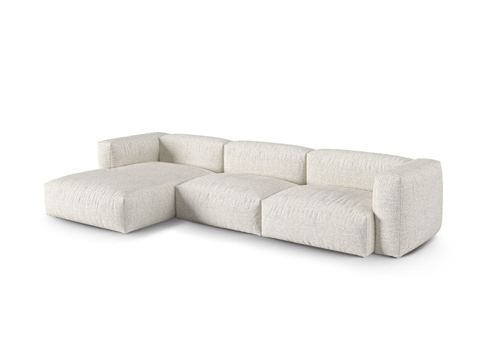 Boucle Modular Left Corner Sofa XL, "Martina", 3 Seats, 330x176x75