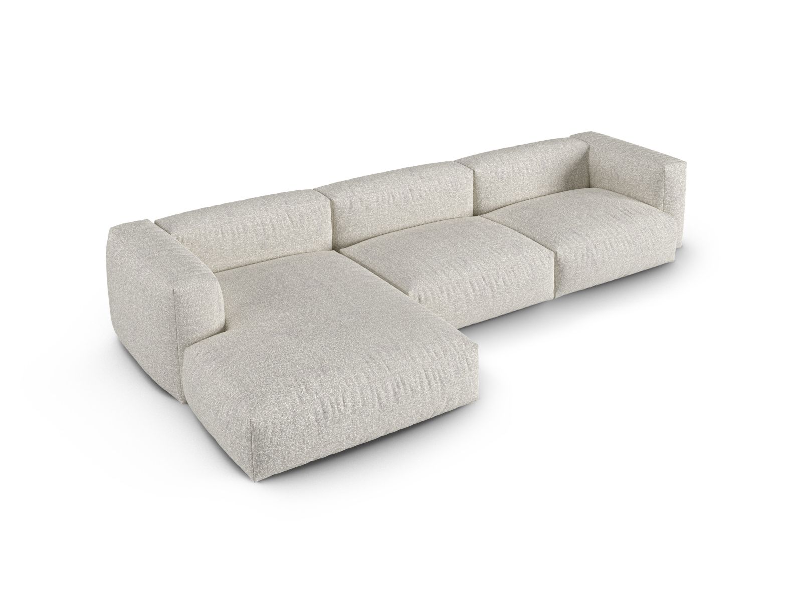 Boucle Modular Left Corner Sofa XL, "Martina", 3 Seats, 330x176x75