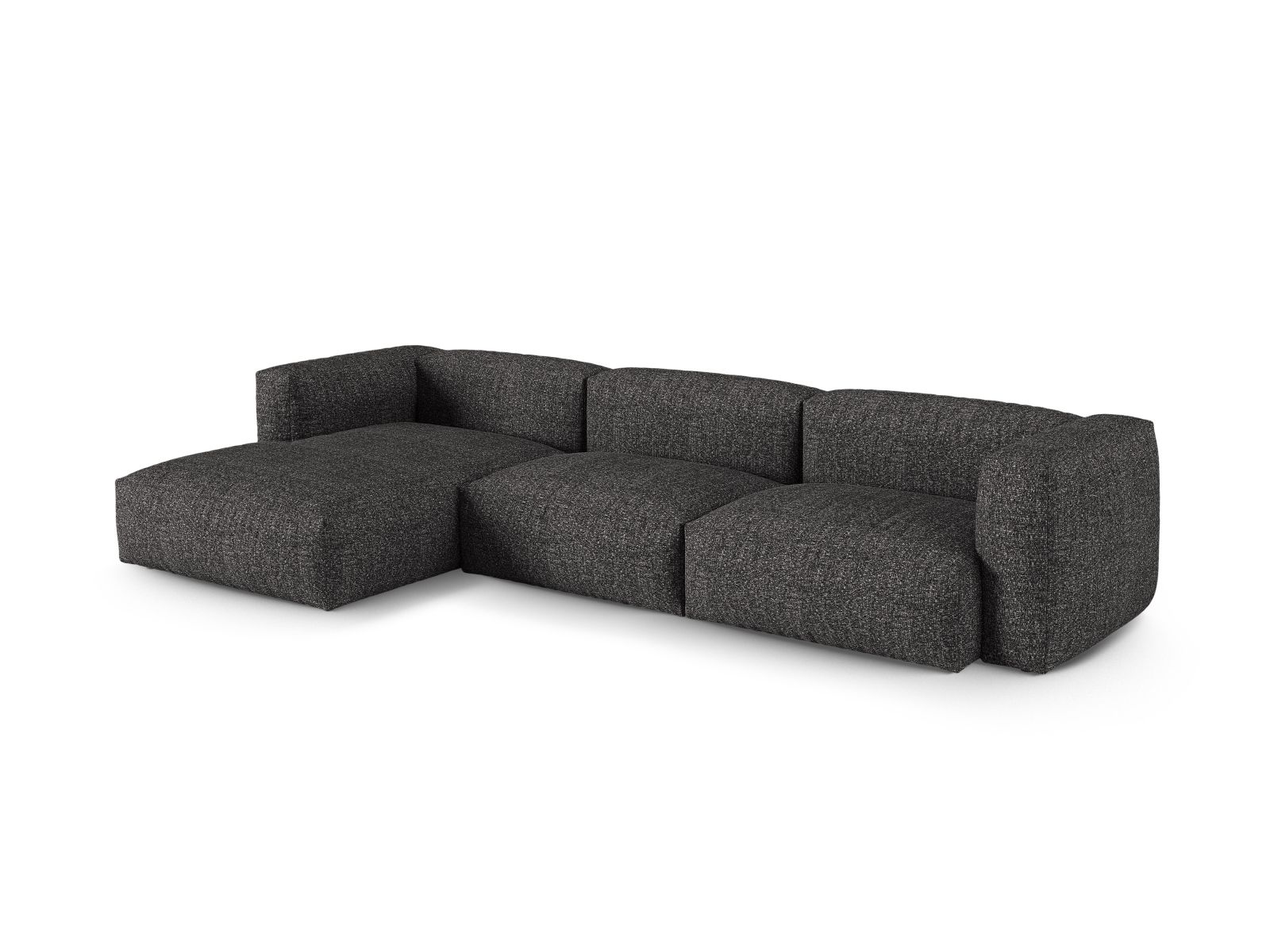 Boucle Modular Left Corner Sofa XL, "Martina", 3 Seats, 330x176x75