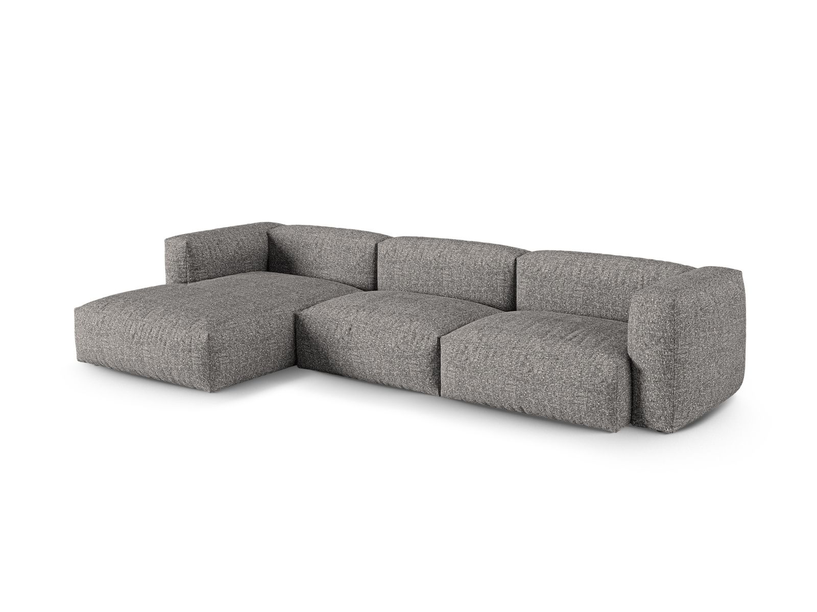 Boucle Modular Left Corner Sofa XL, "Martina", 3 Seats, 330x176x75