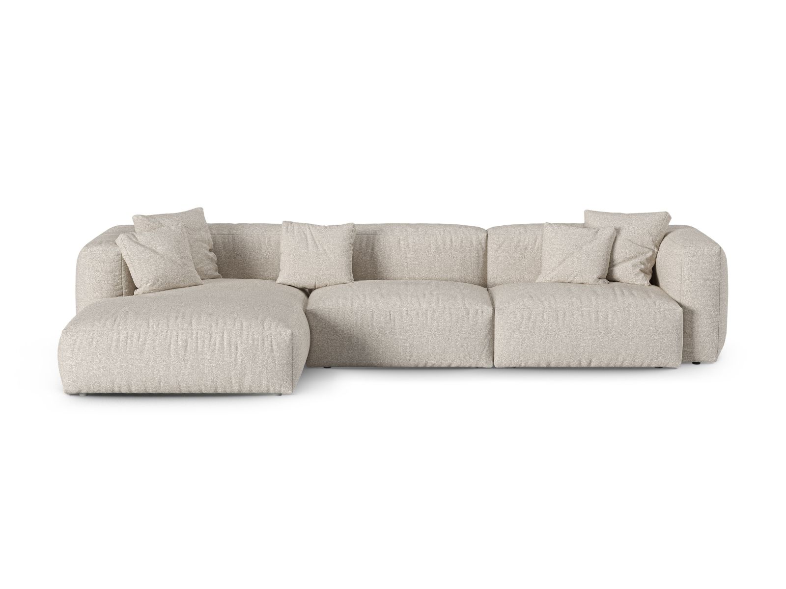 Boucle Modular Left Corner Sofa XL, "Martina", 3 Seats, 330x176x75