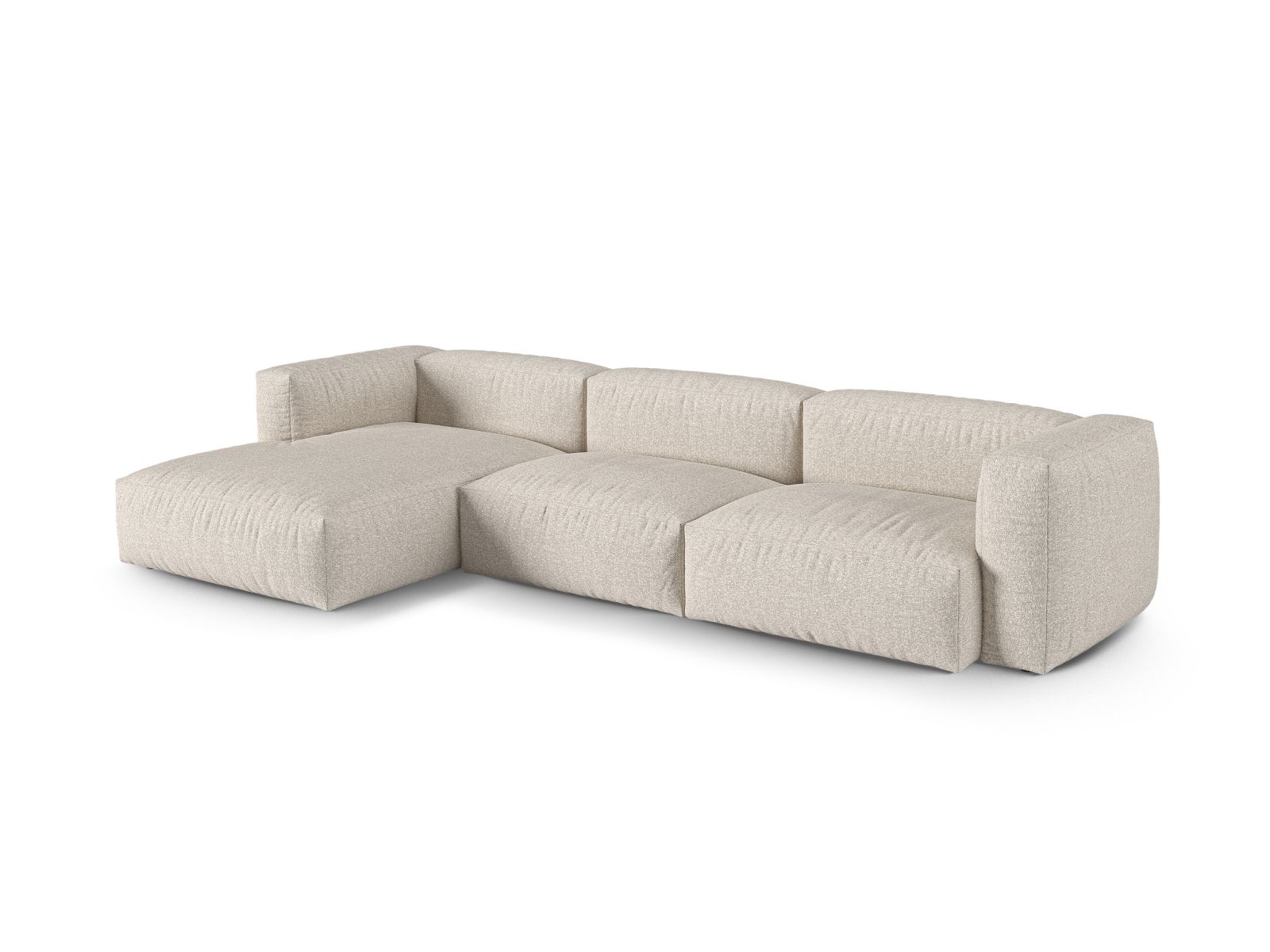 Boucle Modular Left Corner Sofa XL, "Martina", 3 Seats, 330x176x75
