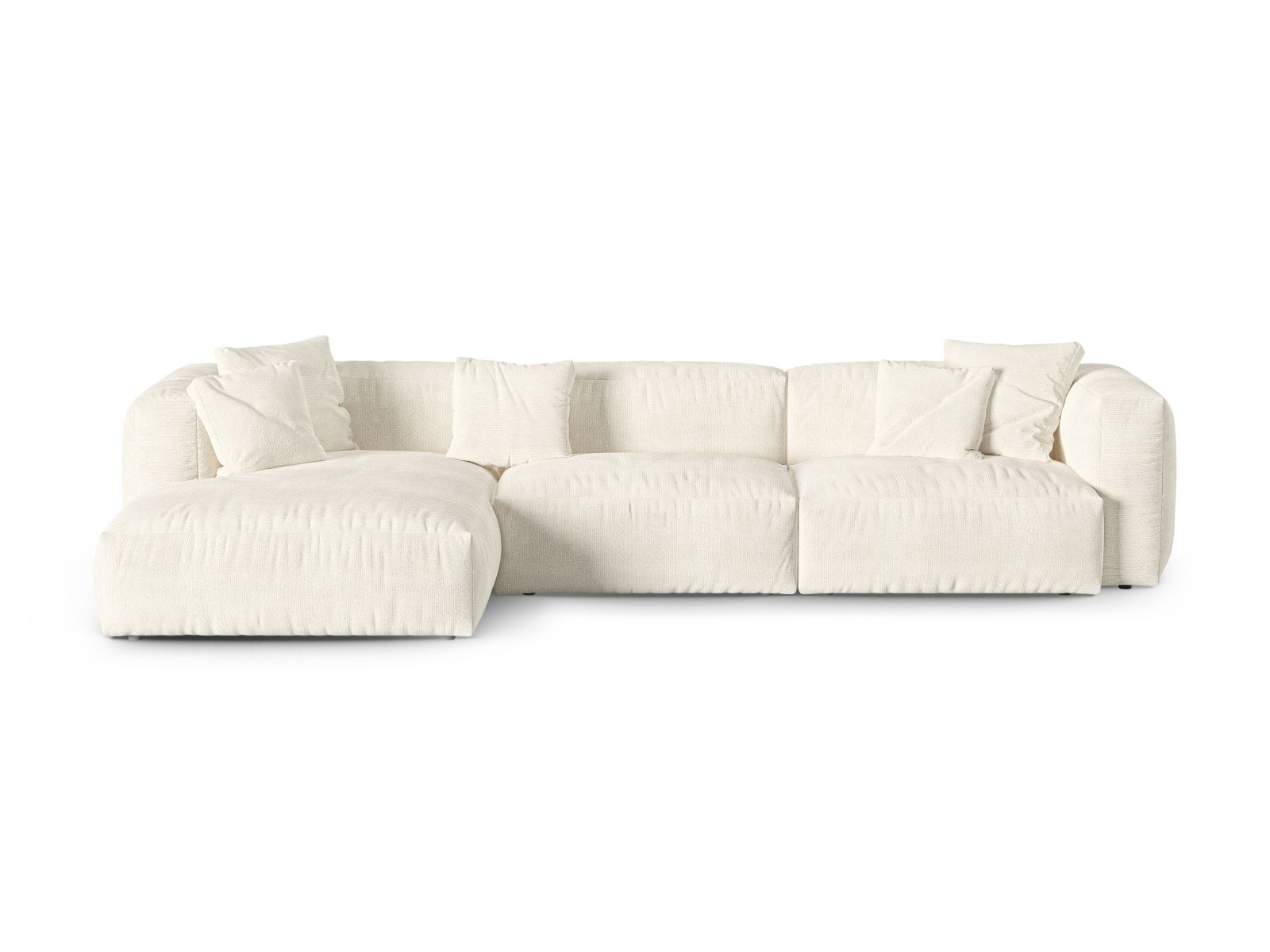 Boucle Modular Left Corner Sofa XL, "Martina", 3 Seats, 330x176x75