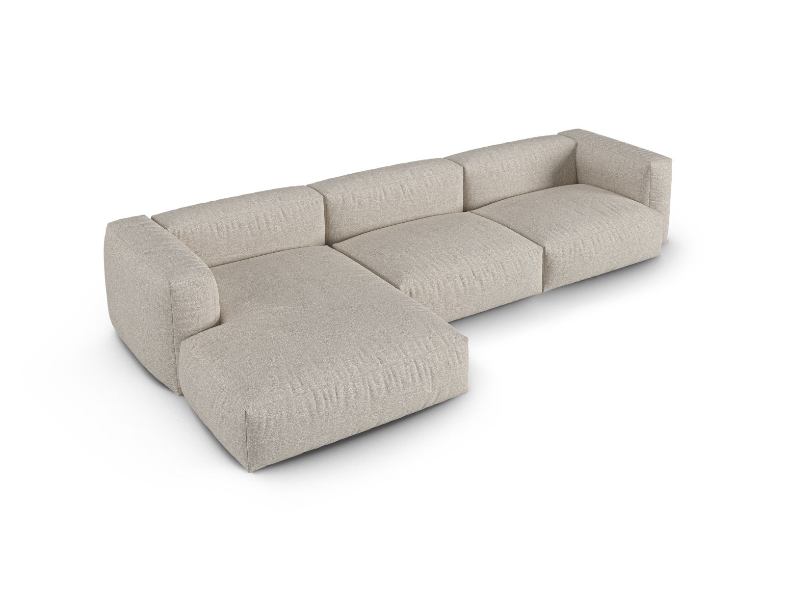 Boucle Modular Left Corner Sofa XL, "Martina", 3 Seats, 330x176x75