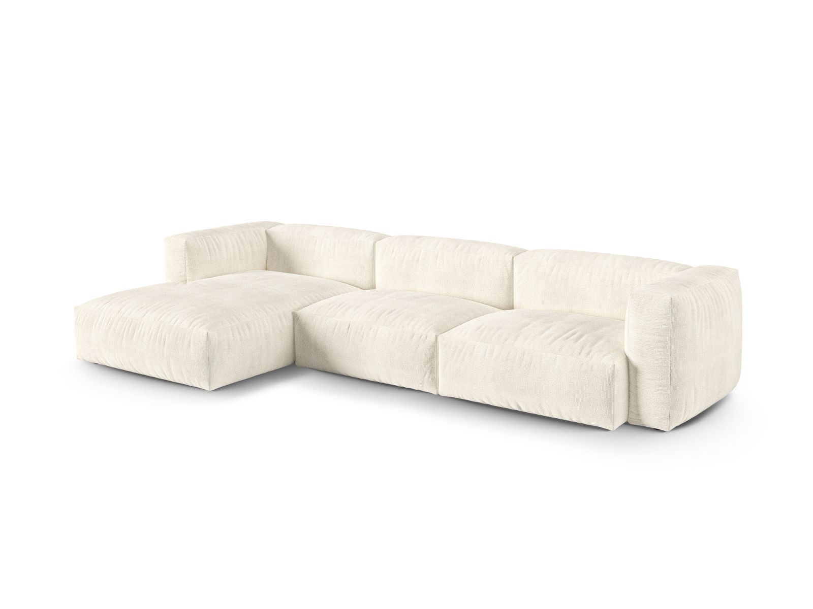 Boucle Modular Left Corner Sofa XL, "Martina", 3 Seats, 330x176x75