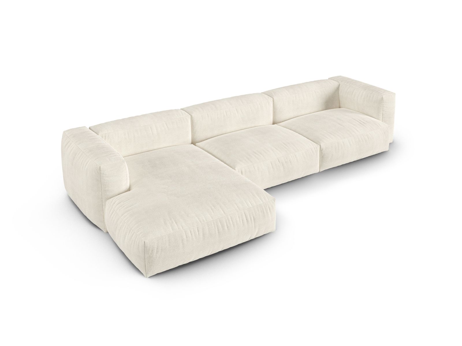 Boucle Modular Left Corner Sofa XL, "Martina", 3 Seats, 330x176x75