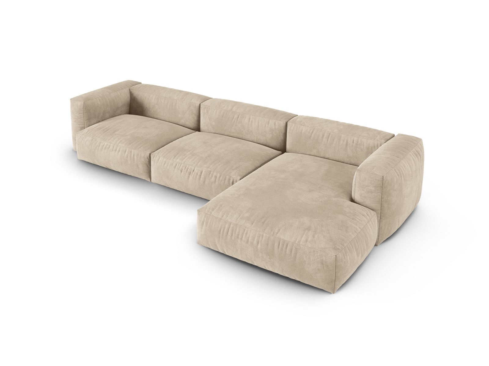 Velvet Modular Right Corner Sofa XL, "Martina", 3 Seats, 330x176x75