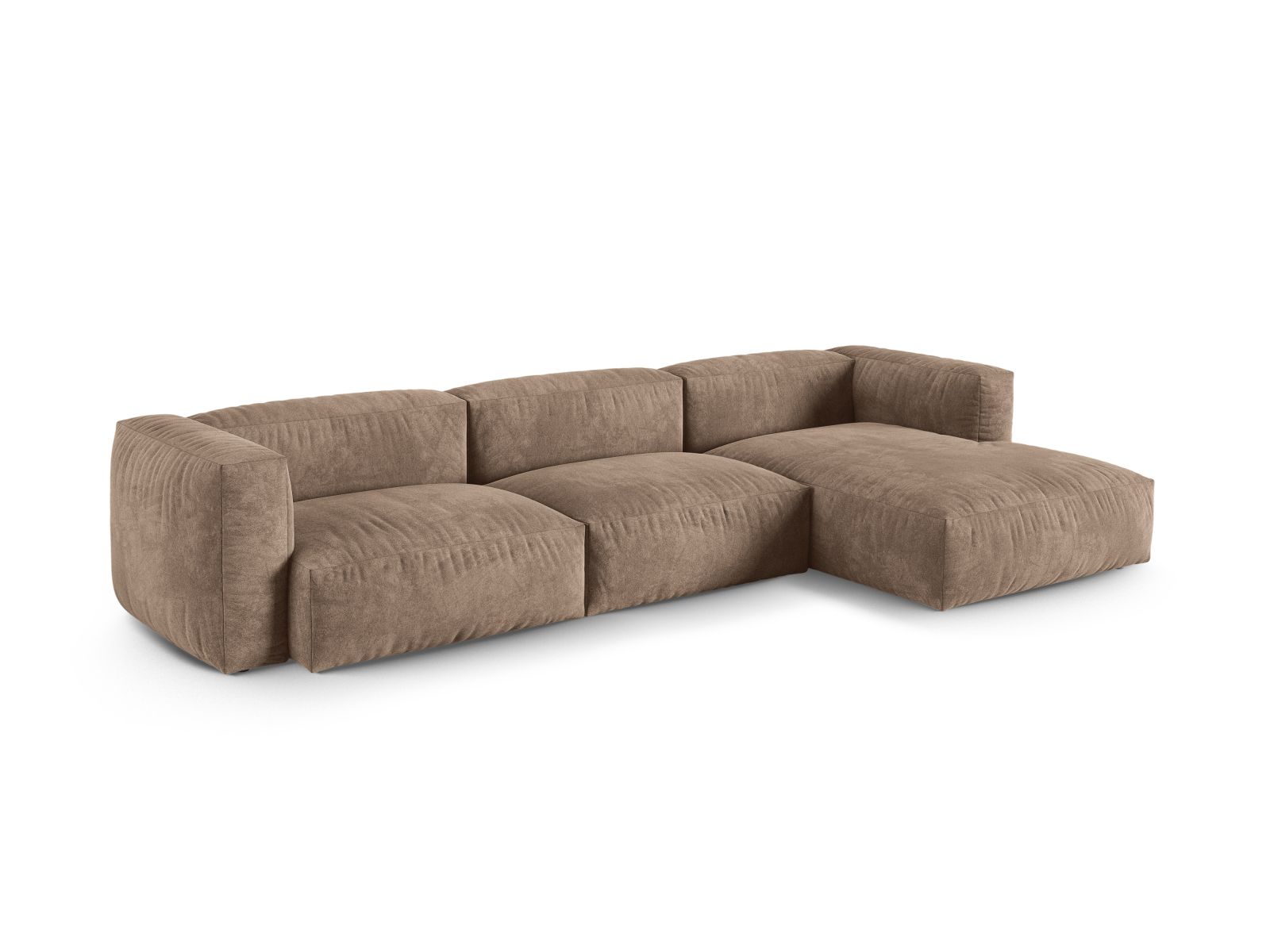 Velvet Modular Right Corner Sofa XL, "Martina", 3 Seats, 330x176x75