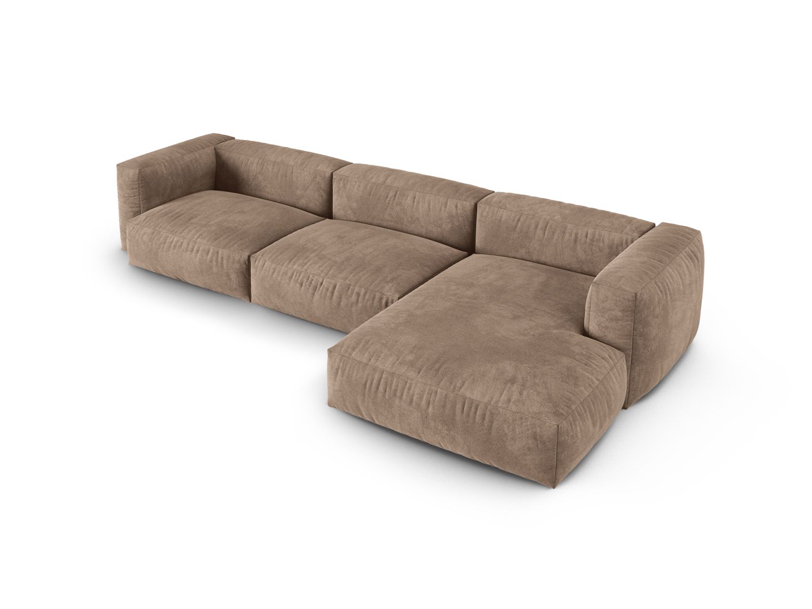 Velvet Modular Right Corner Sofa XL, "Martina", 3 Seats, 330x176x75