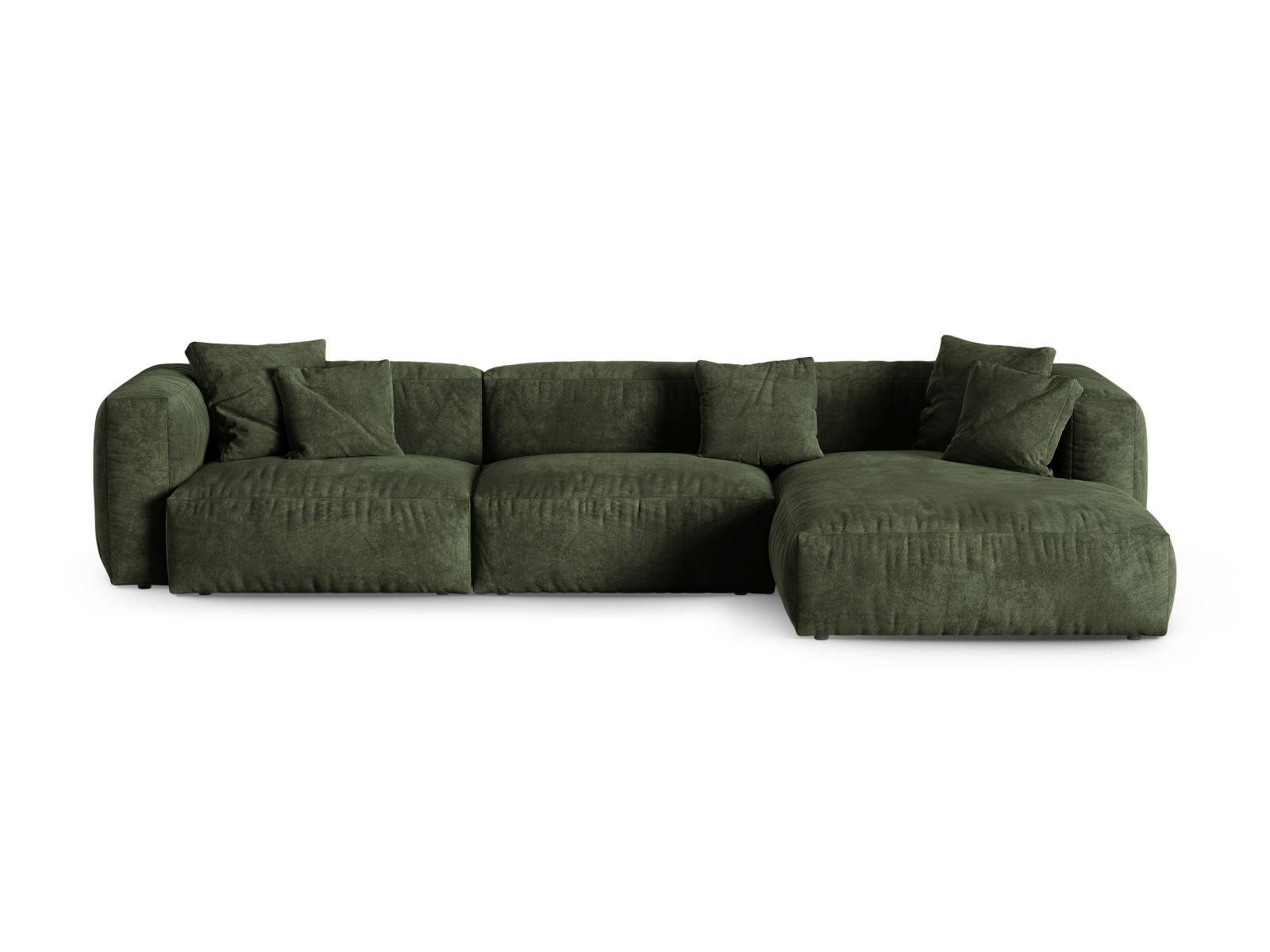 Velvet Modular Right Corner Sofa XL, "Martina", 3 Seats, 330x176x75