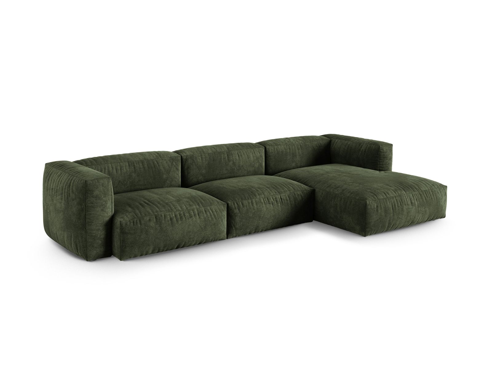 Velvet Modular Right Corner Sofa XL, "Martina", 3 Seats, 330x176x75